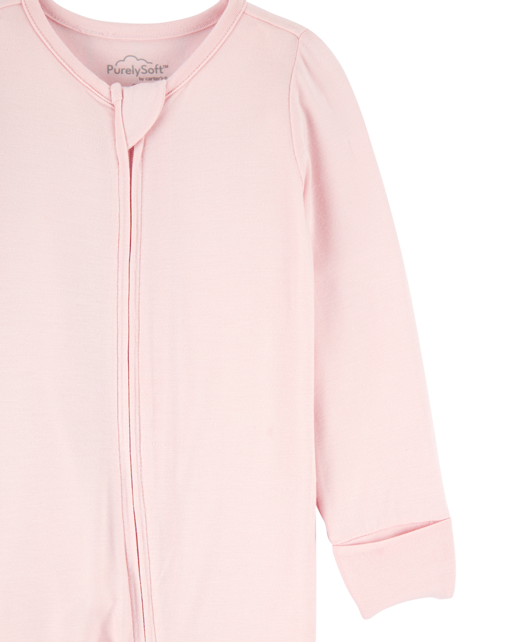 Baby Girl Solid 2-Way Zip PurelySoft Sleeper Pyjamas - Light Pink