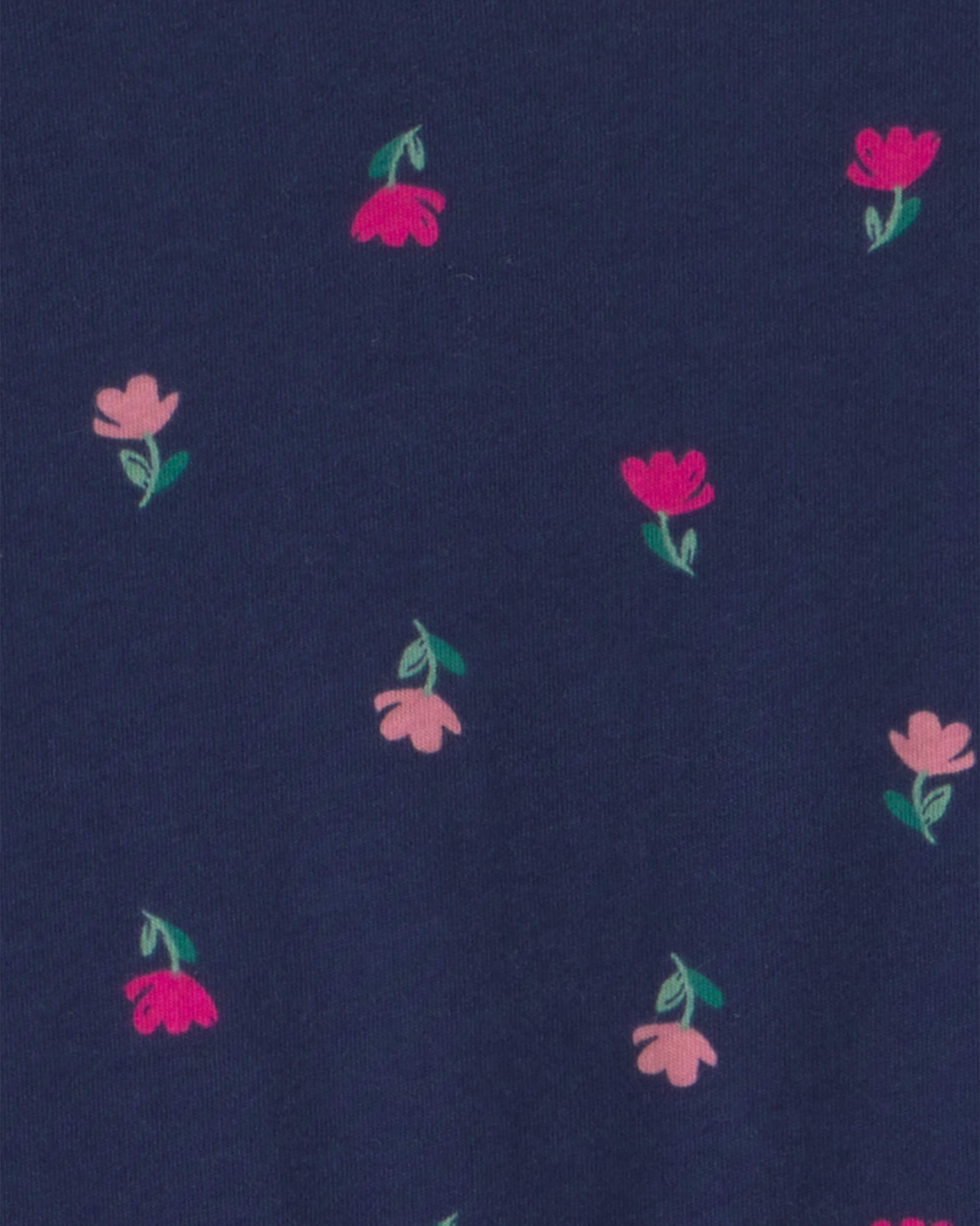 Girls Floral Long-Sleeve Dress - Navy Blue