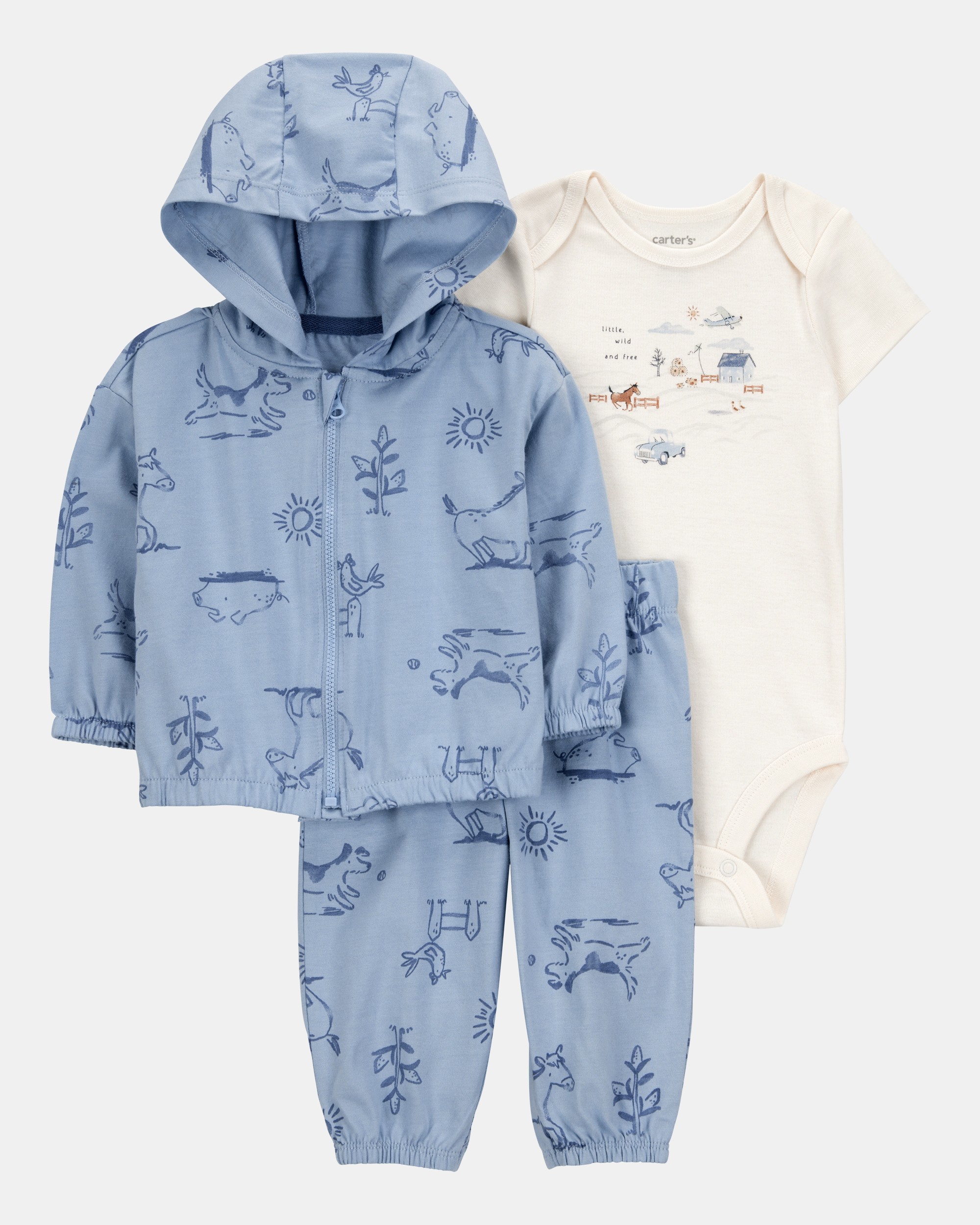 Baby 3-Piece Dog Print Little Cardigan Set
