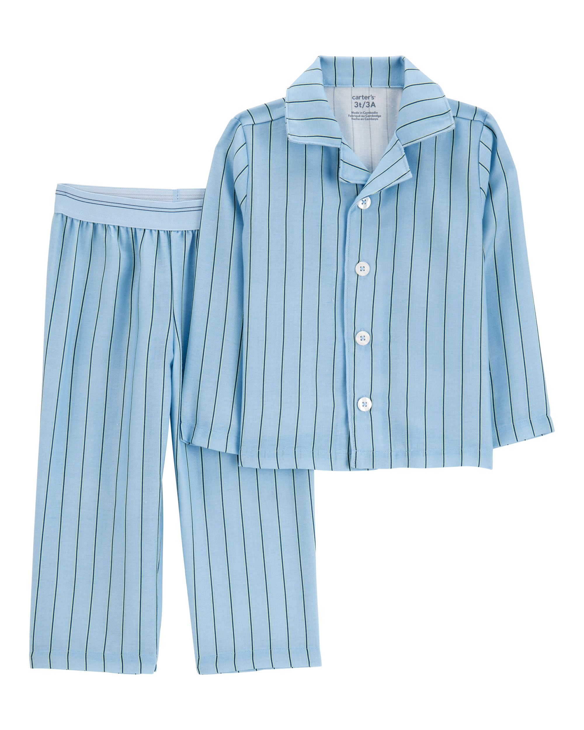 Toddler Striped Loose Fit 2-Piece Pyjamas - Blue