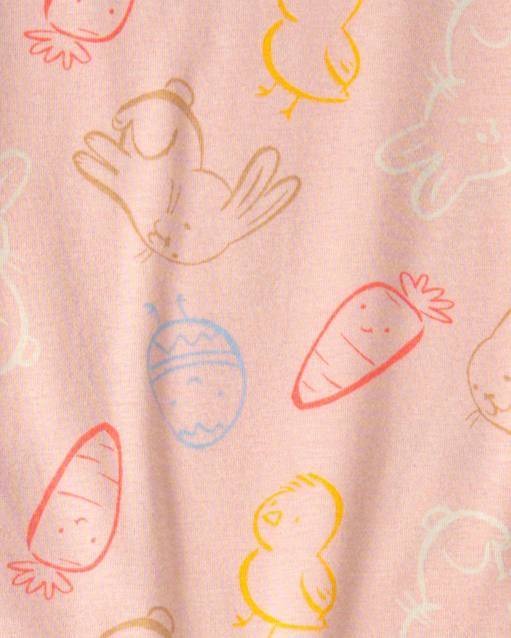 Girls Easter Bunny 100% Cotton Snug Fit 2-Piece Pyjama Set - Pink