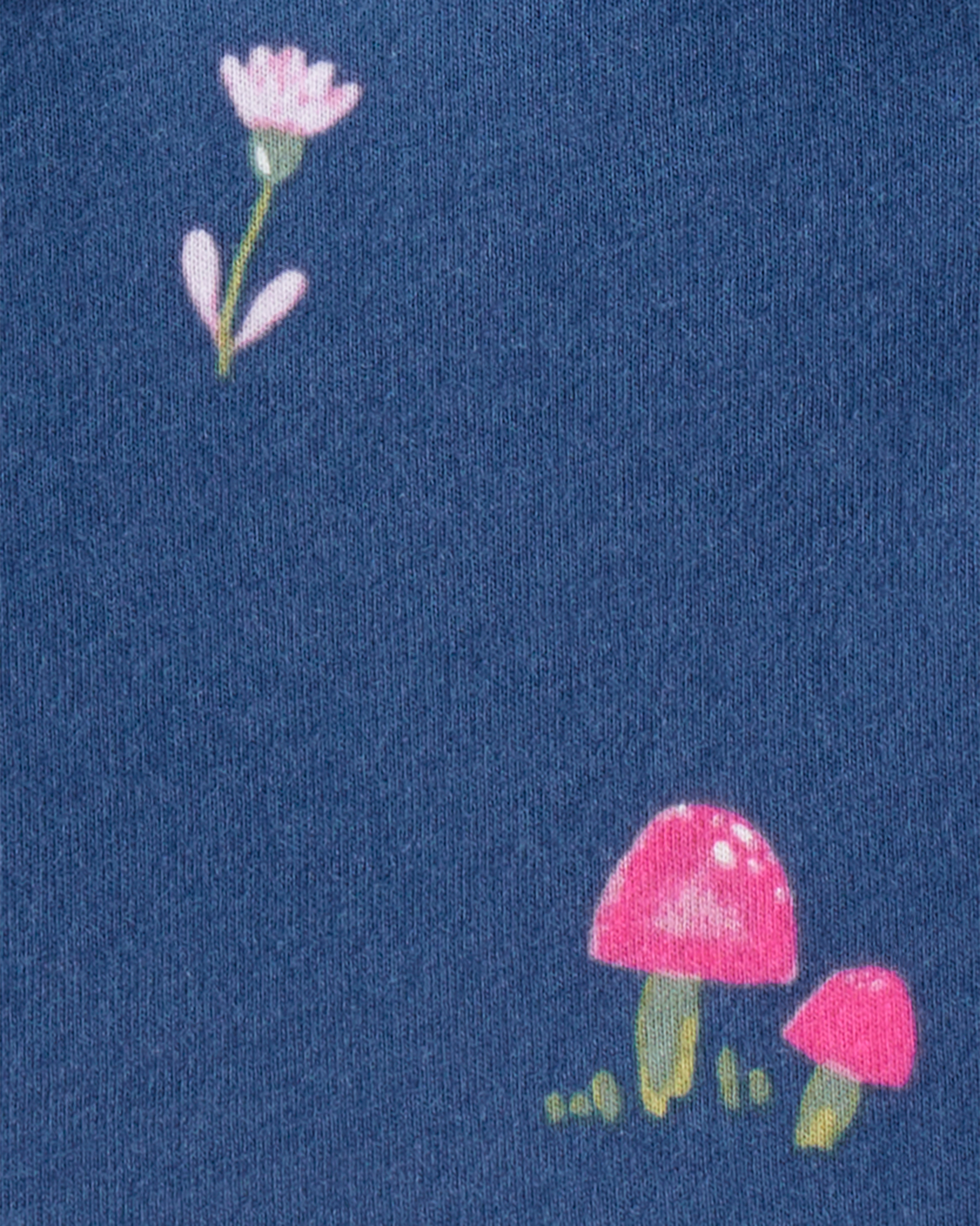 Baby Girl Mushroom Print Long-Sleeve Cotton Dress - Blue