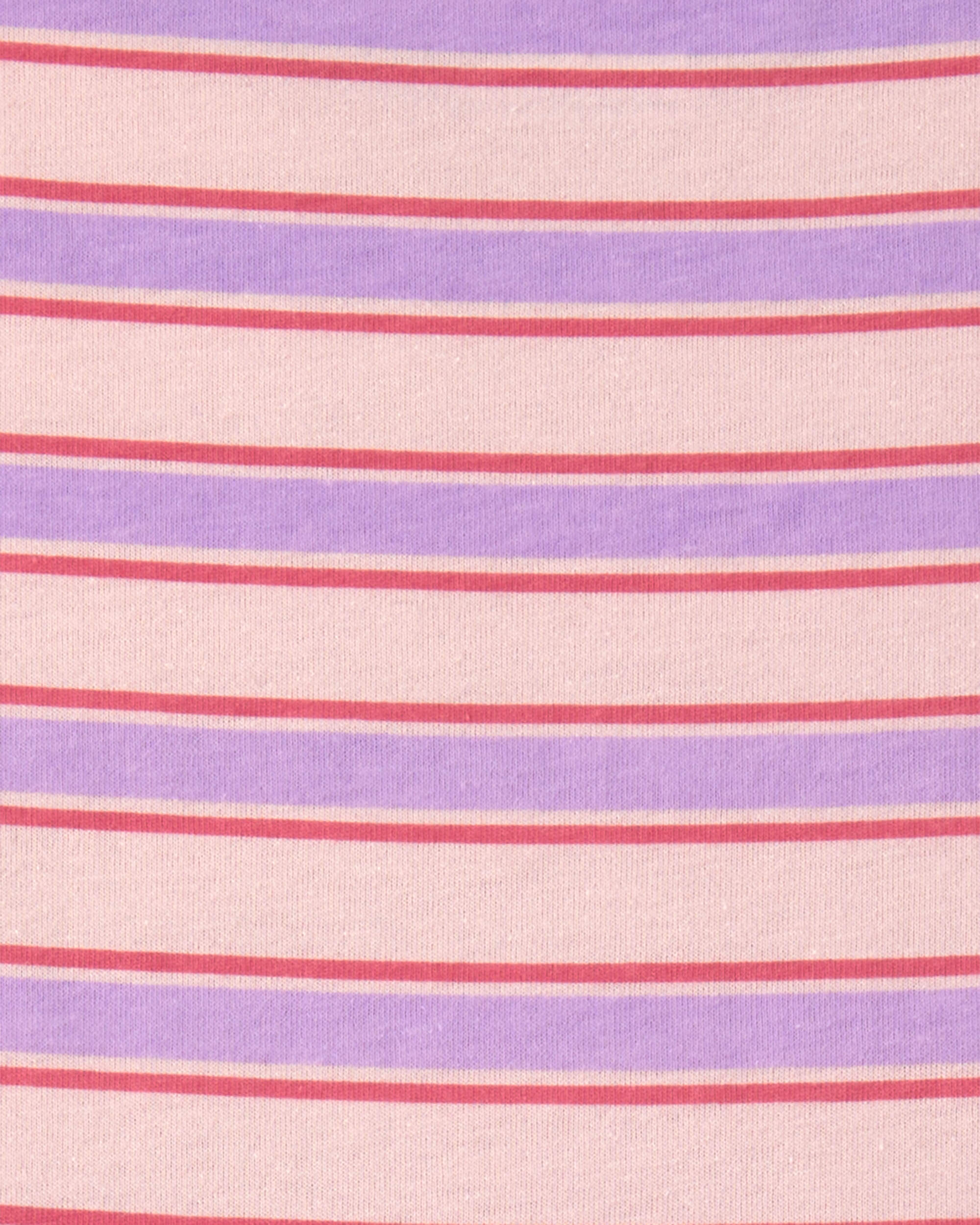 Girls Striped Short-Sleeve Dress - Pink