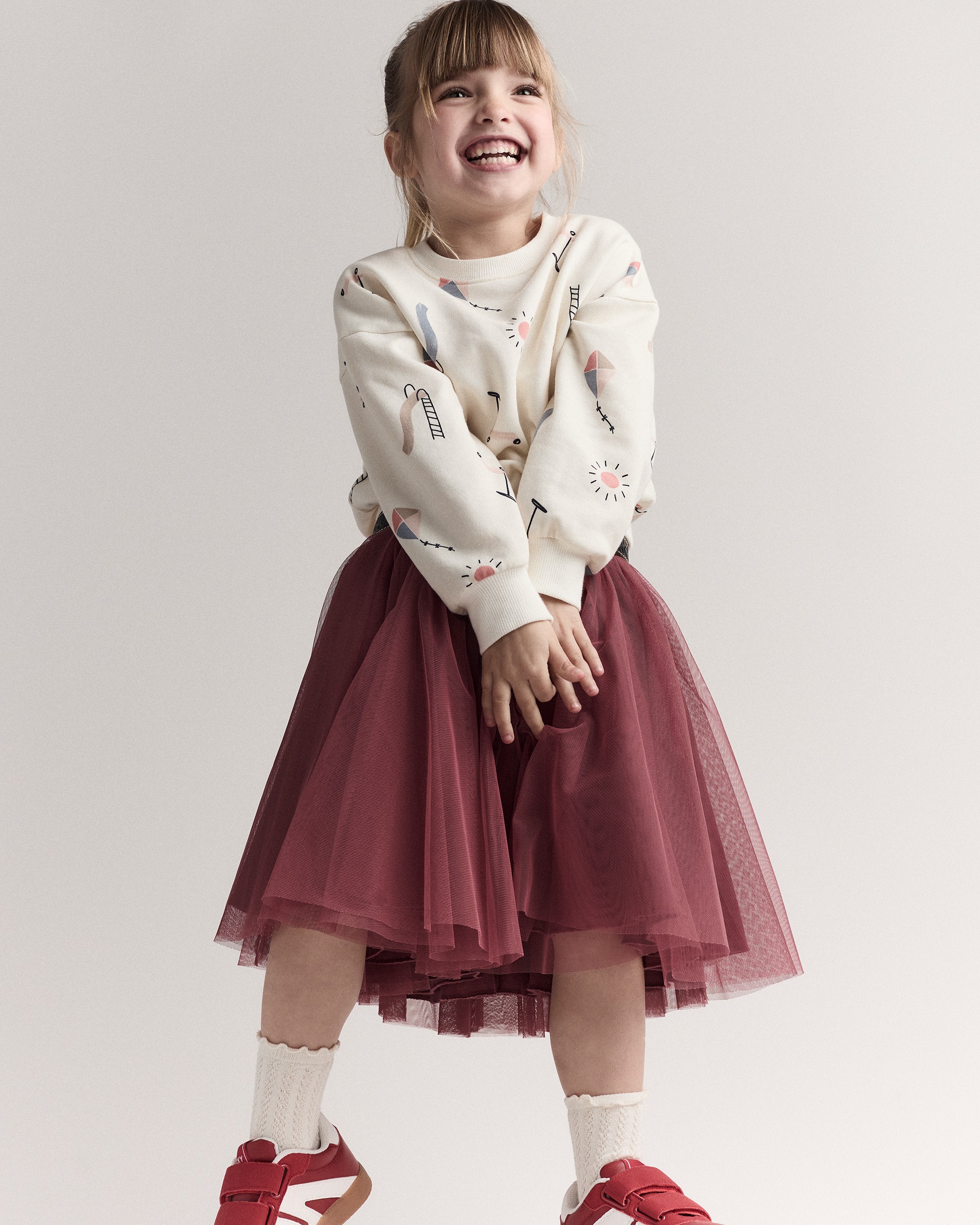 Toddler Girl Avenue Twirl™ Midi Skirt with Tulle - Burgundy