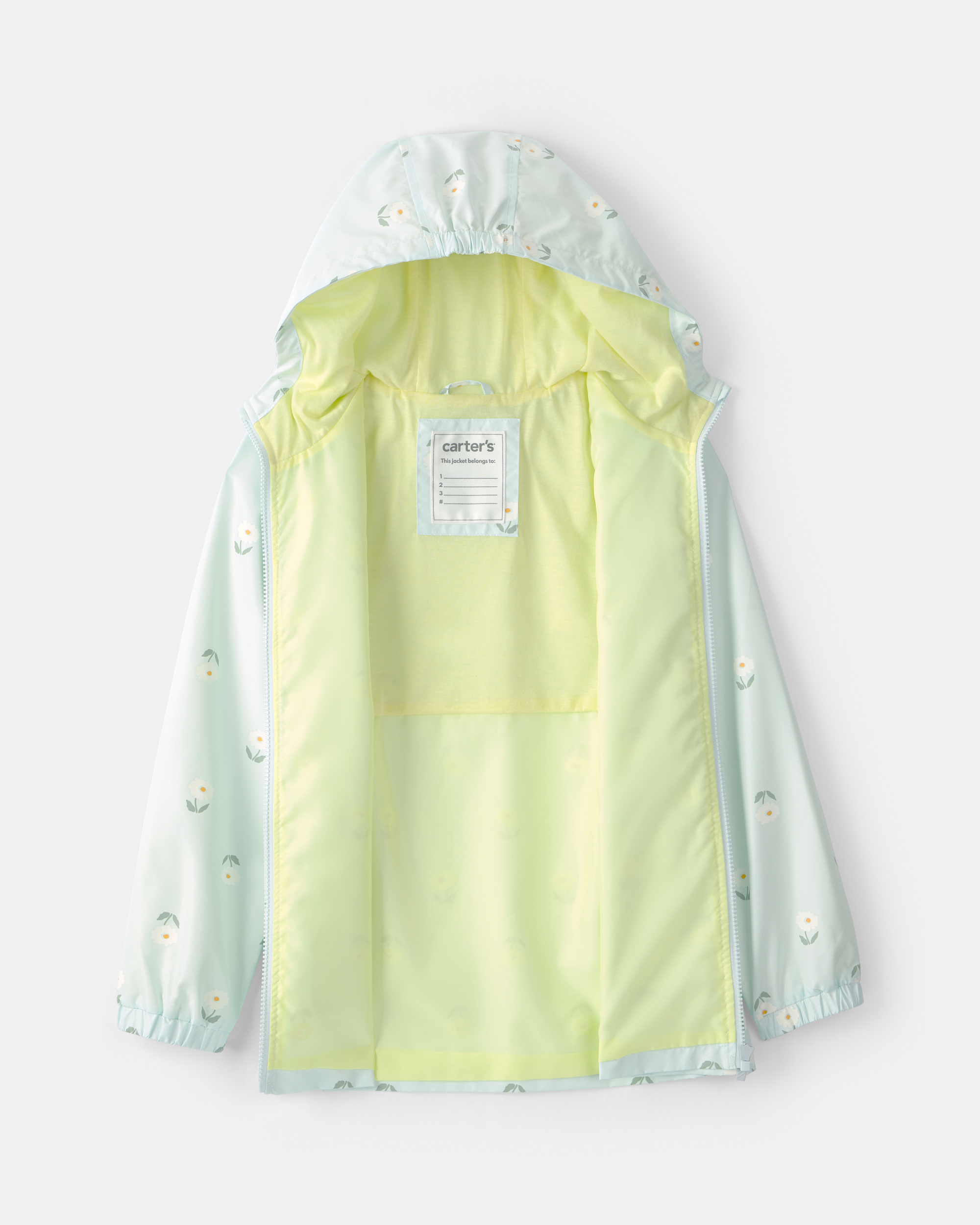 Girls Flowers Rain Jacket-Blue