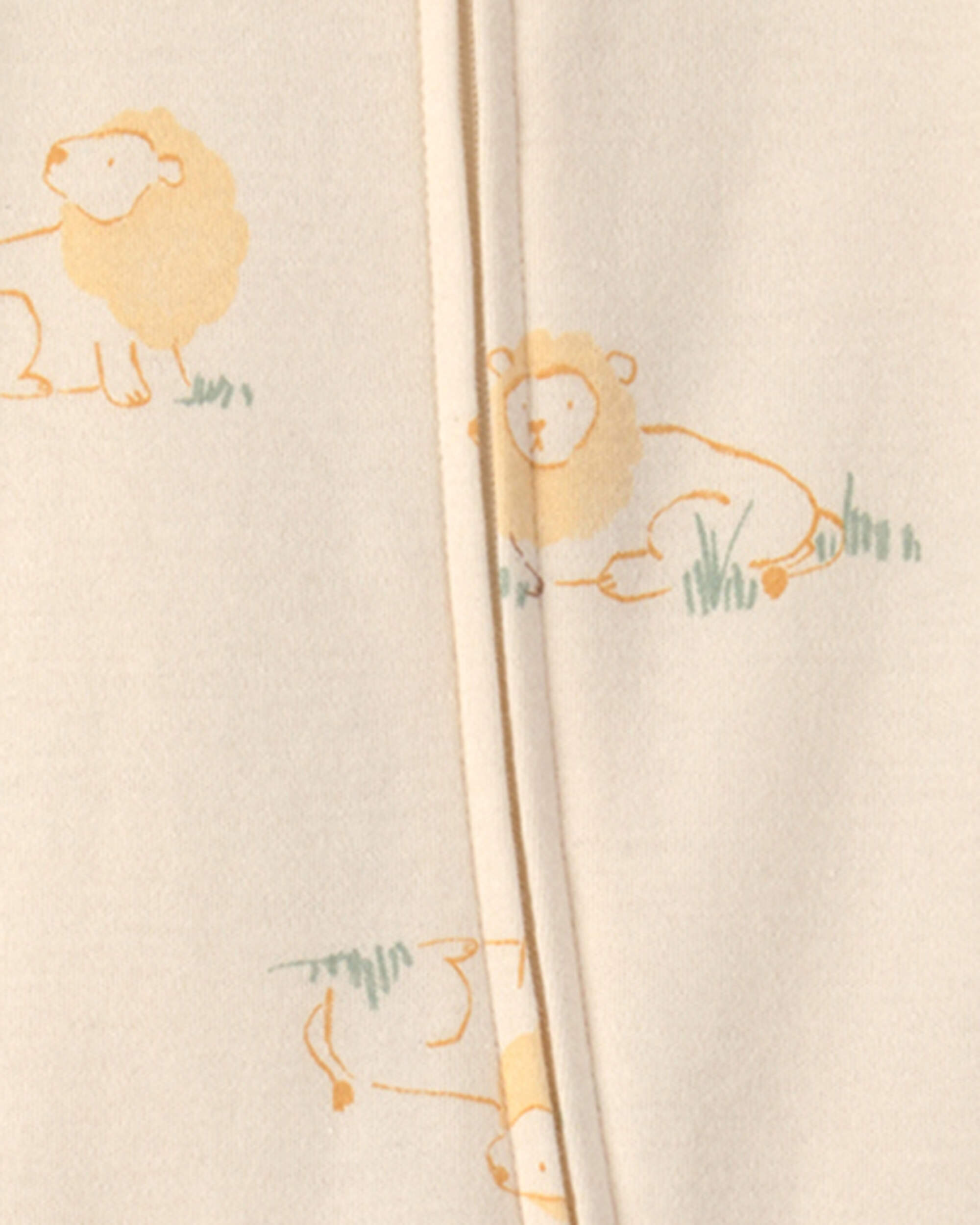 Baby Lion 100% Cotton 2-Way Zip Sleeper - Cream