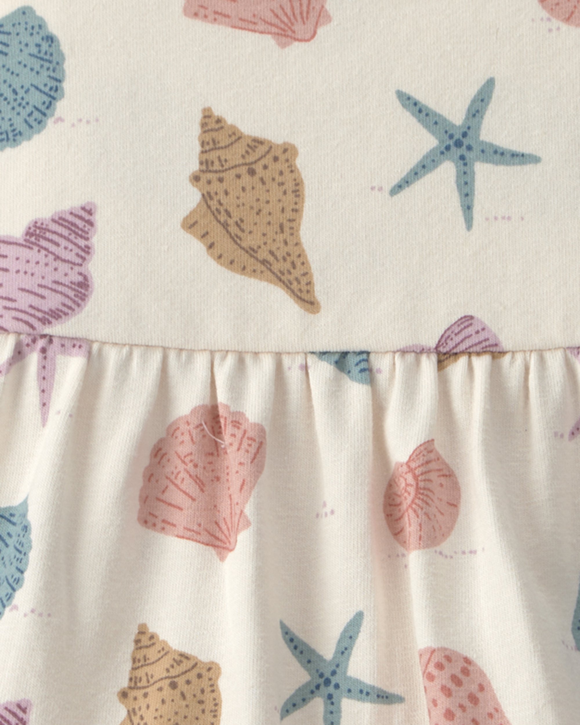 Baby Girl Organic Cotton Tiered Dress Seashells