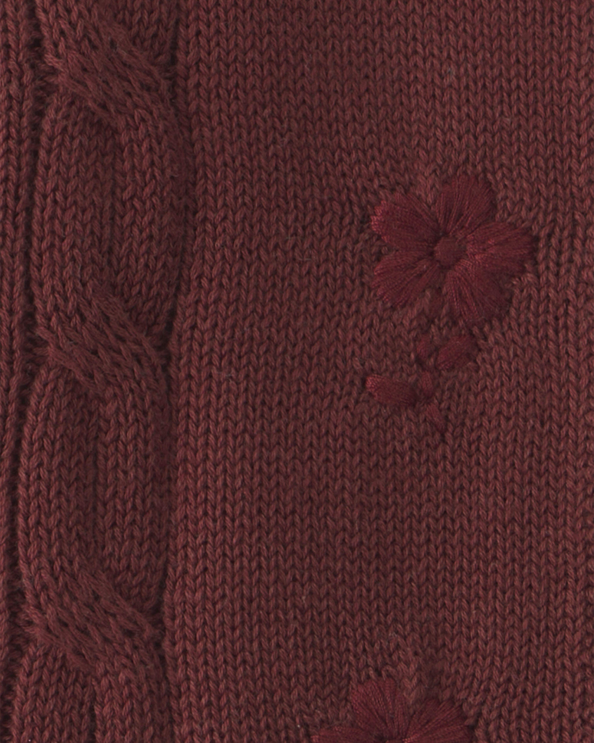 Baby Girl Organic Cotton Sweater Knit Embroidered Cardigan