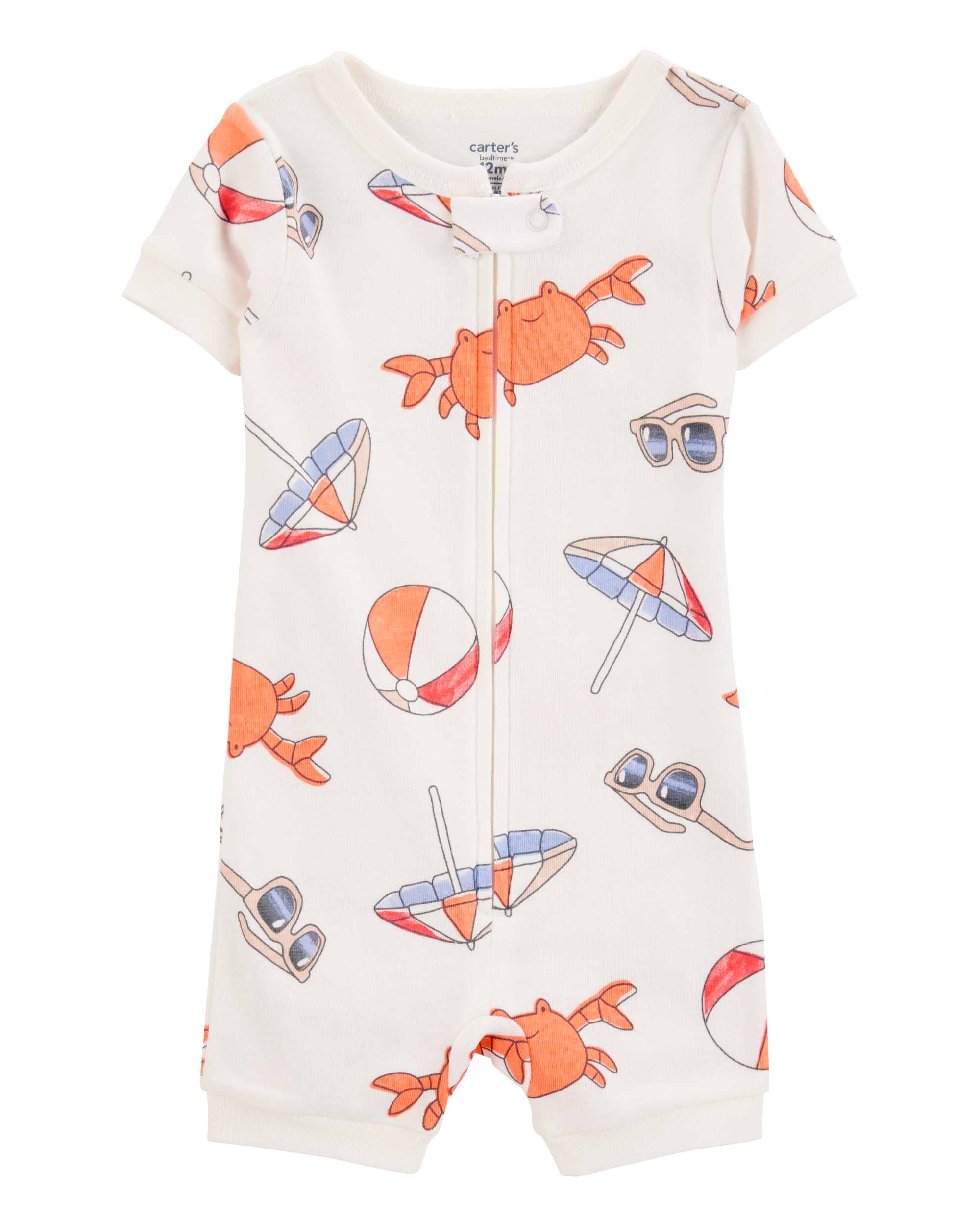 Baby 1-Piece Beach Crab 100% Snug Fit Cotton Romper Pyjamas