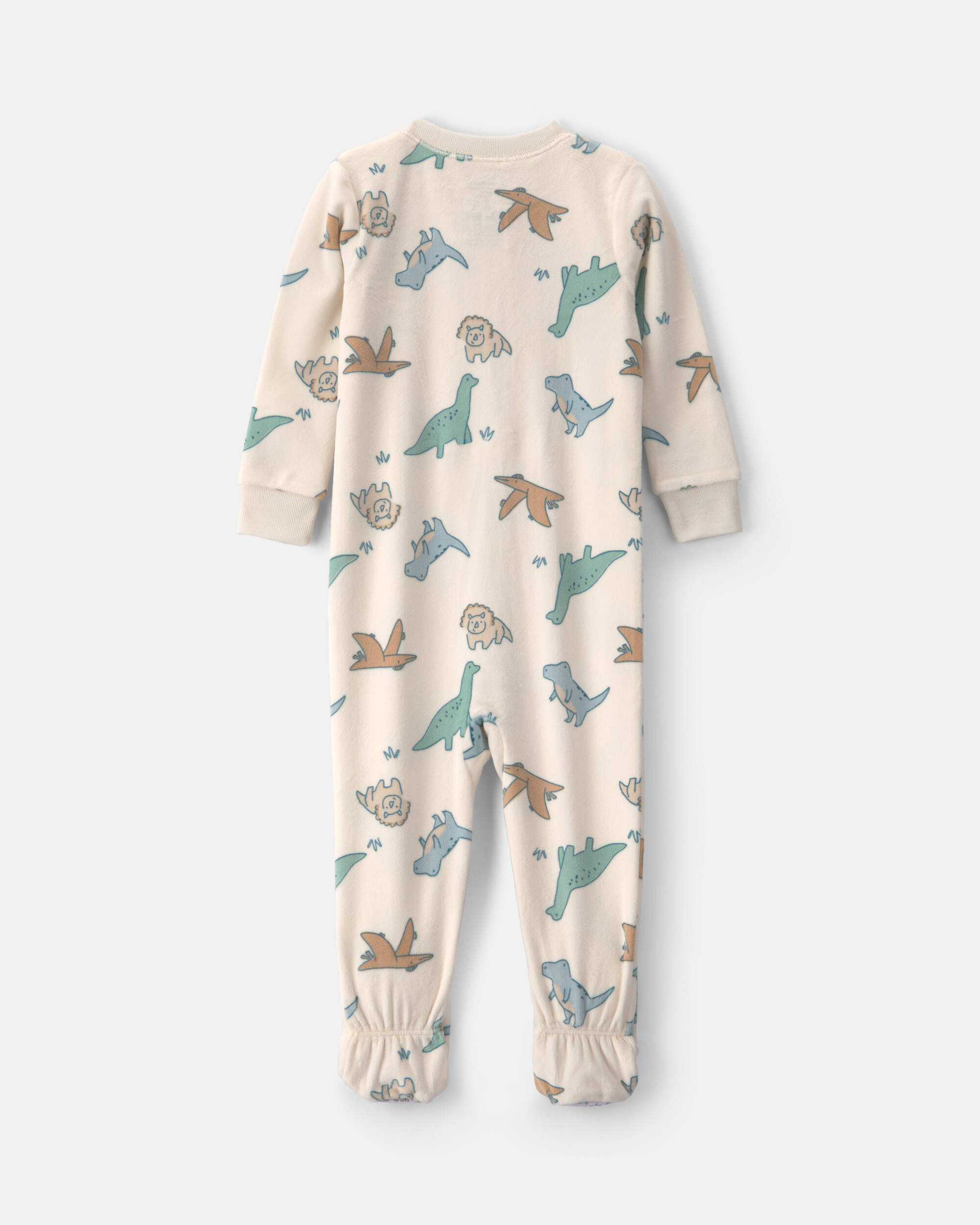 Toddler Boy 1-Piece Dino DreamPlush Snug Fit Footed Pyjama - Cream