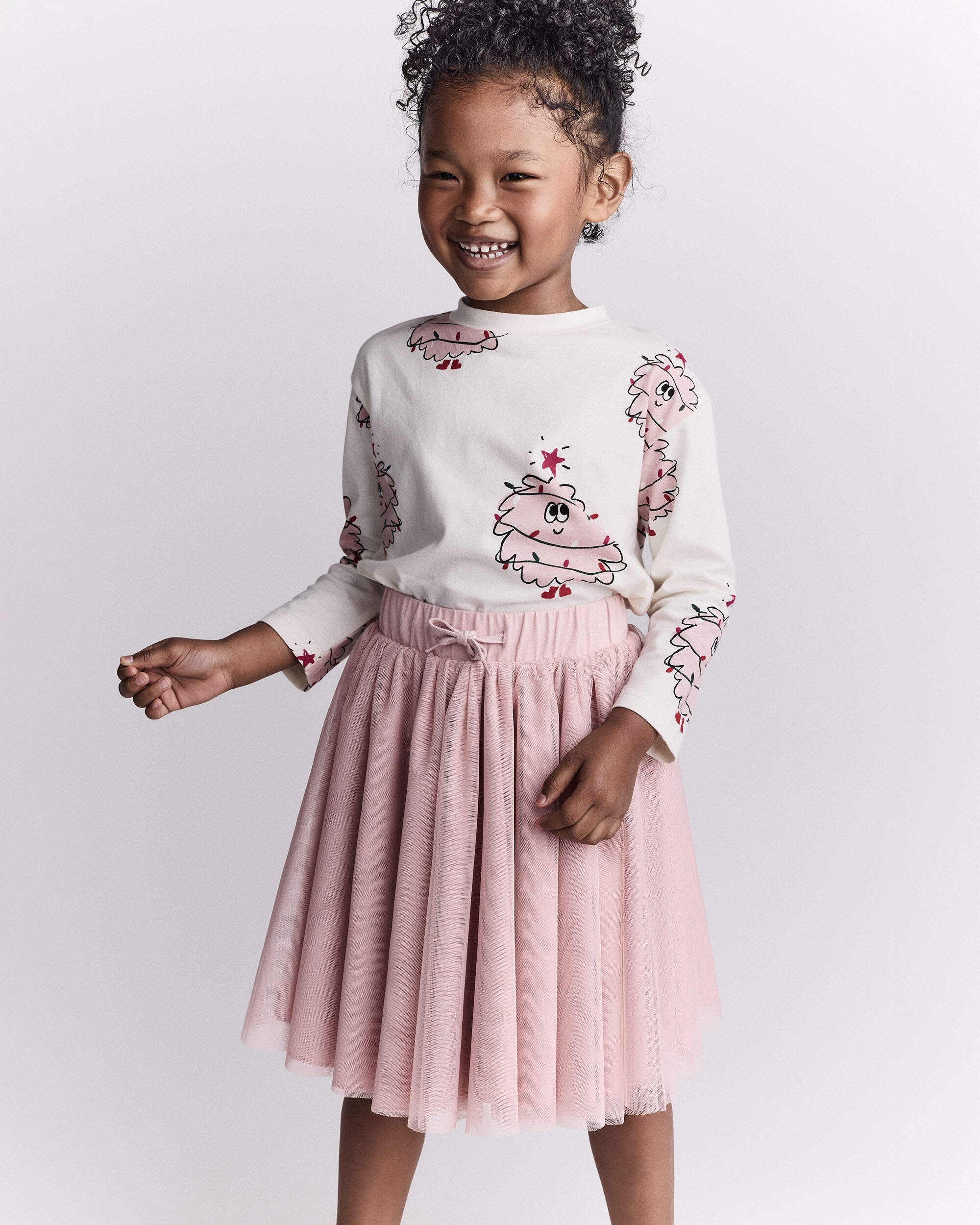 Toddler Girl Holiday Squish Character Long-Sleeve Graphic Tee - Ivory