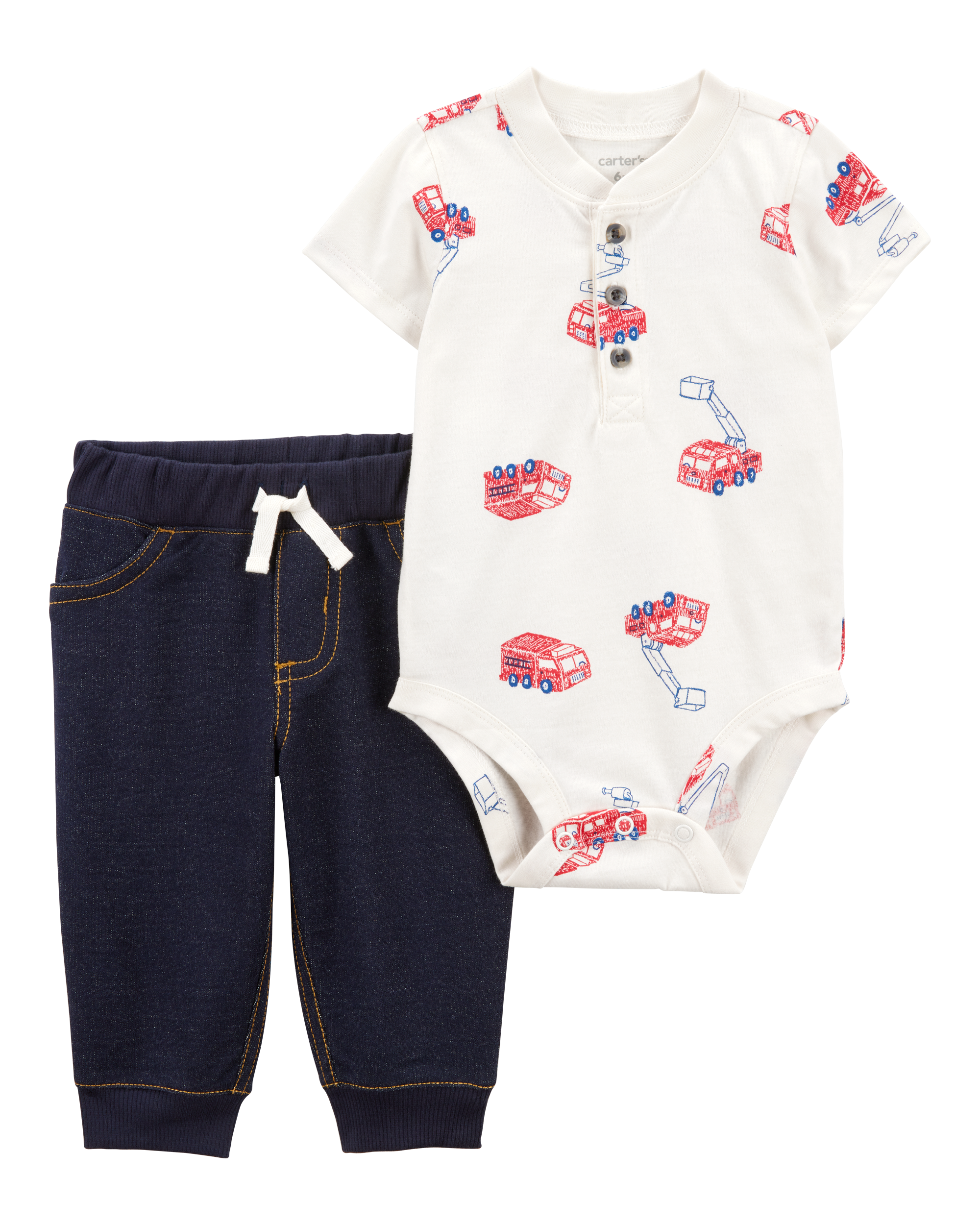 Baby 2-Piece Firetruck Bodysuit Pant Set