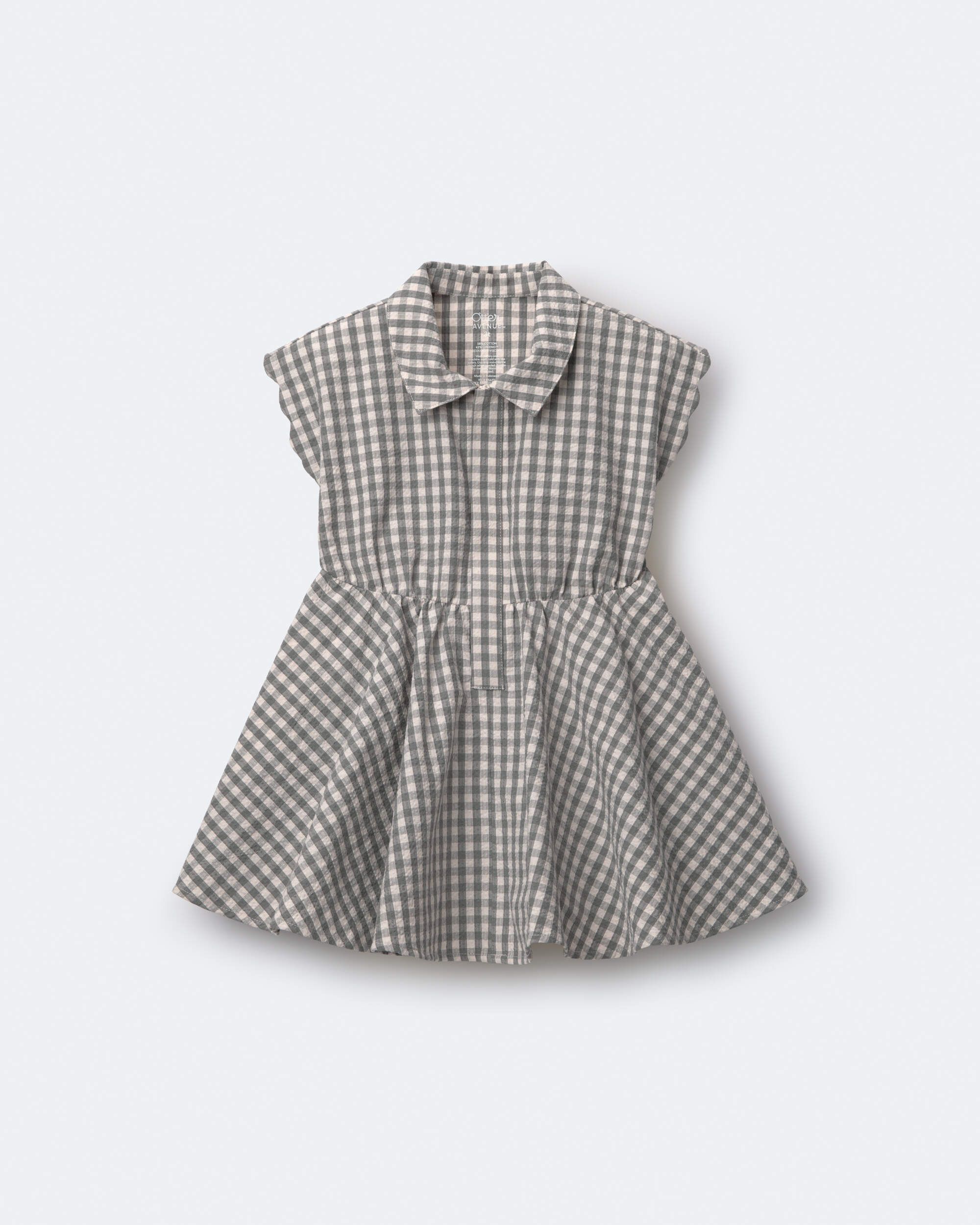 Toddler Girl Avenue Twirl™ Gingham Scalloped Dress - Grey