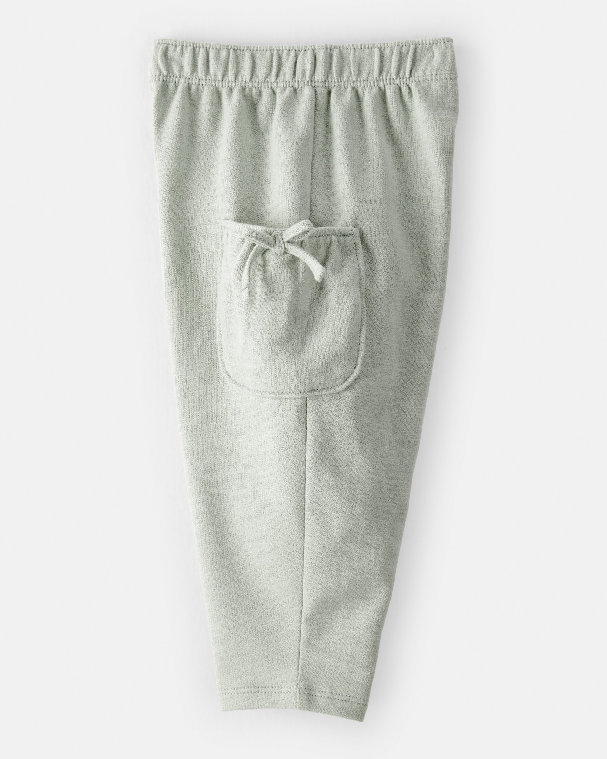 Baby Girl Bow Pocket French Terry Pants - Green