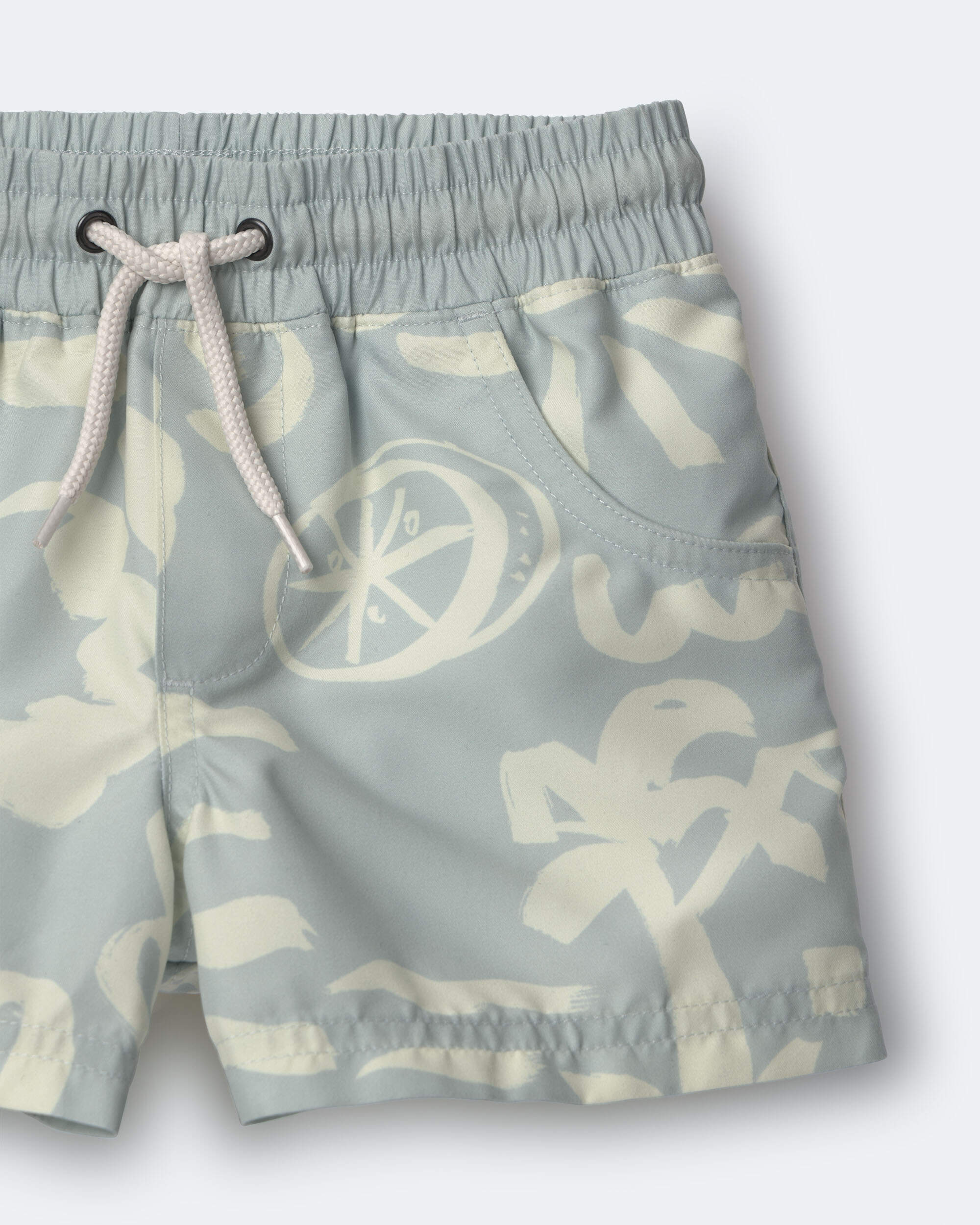 Toddler Boy Tropical Swim Trunks - Sage