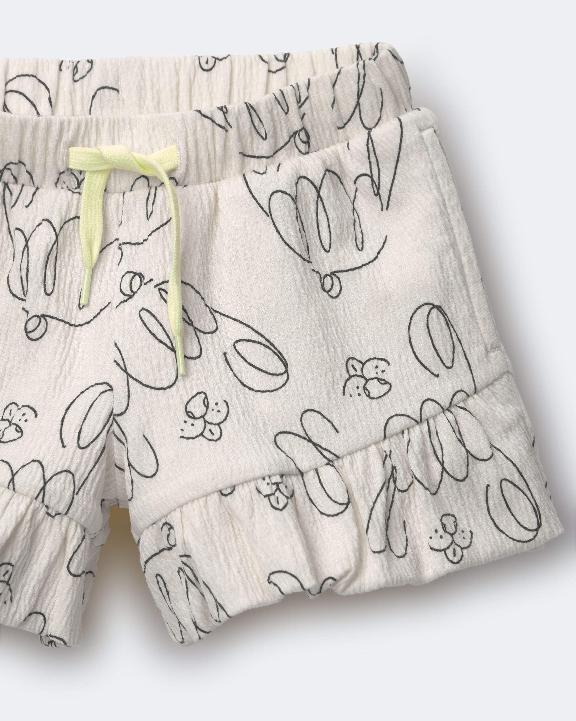 Toddler Girl Ruffle Butterfly Shorts Dog Print - Cream