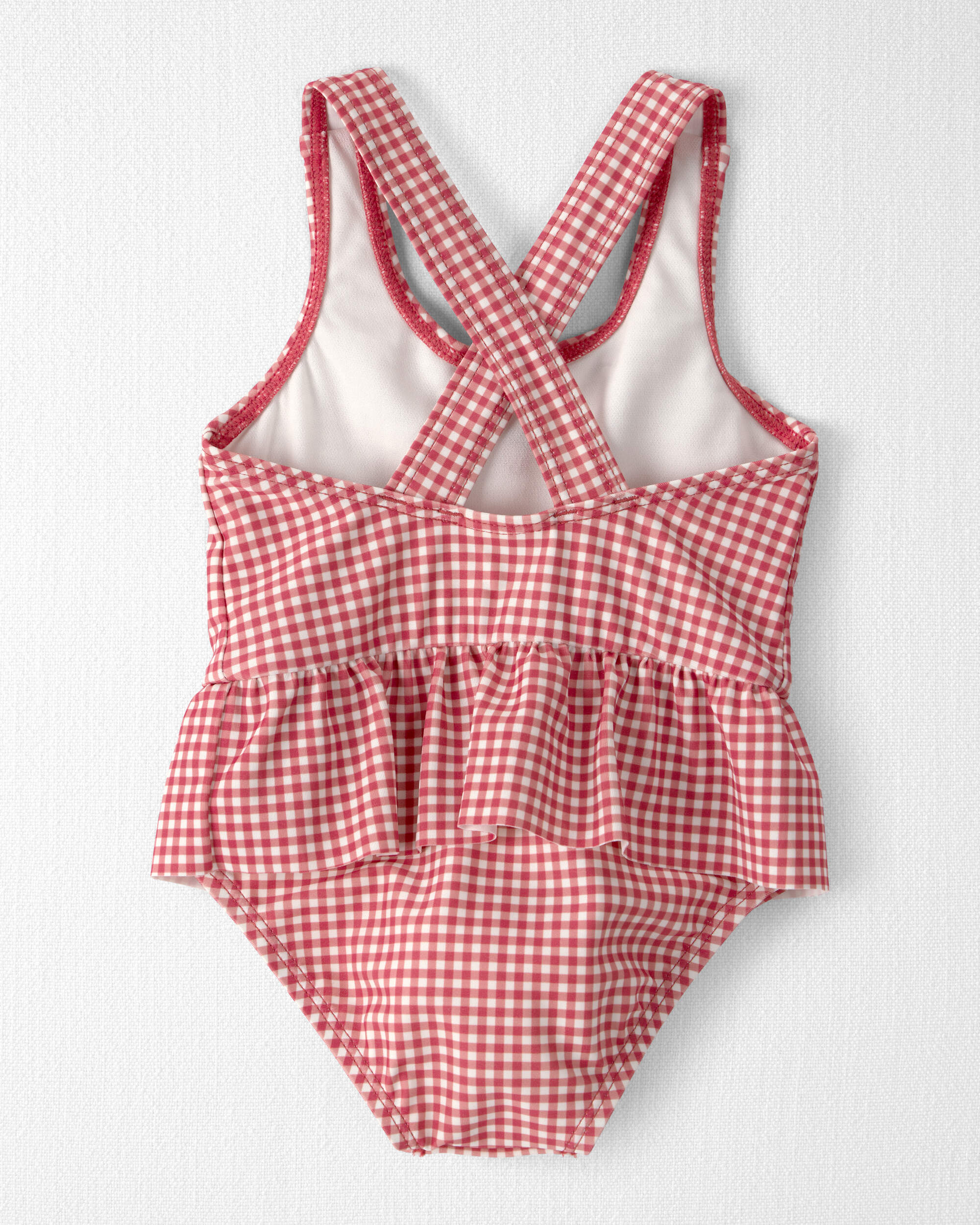 Baby Girl Recycled Swimsuit Red Gingham