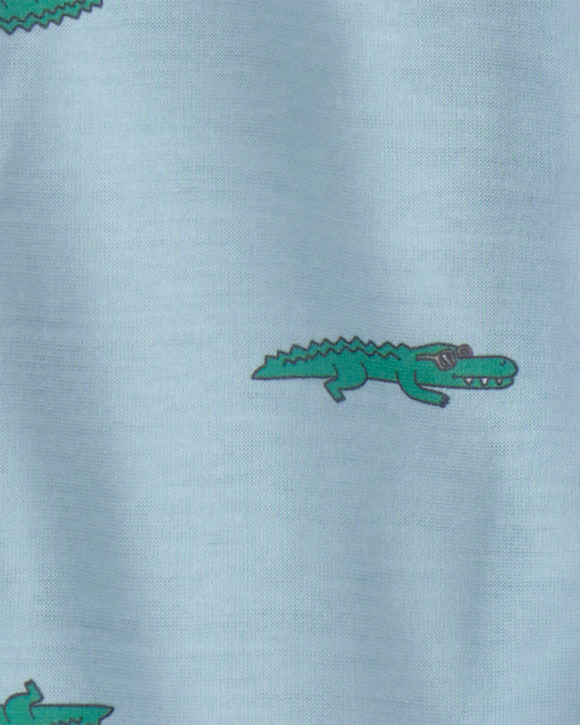 Toddler Boy Alligator Short-Sleeve Loose Fit 2-Piece Pyjama Set - Blue