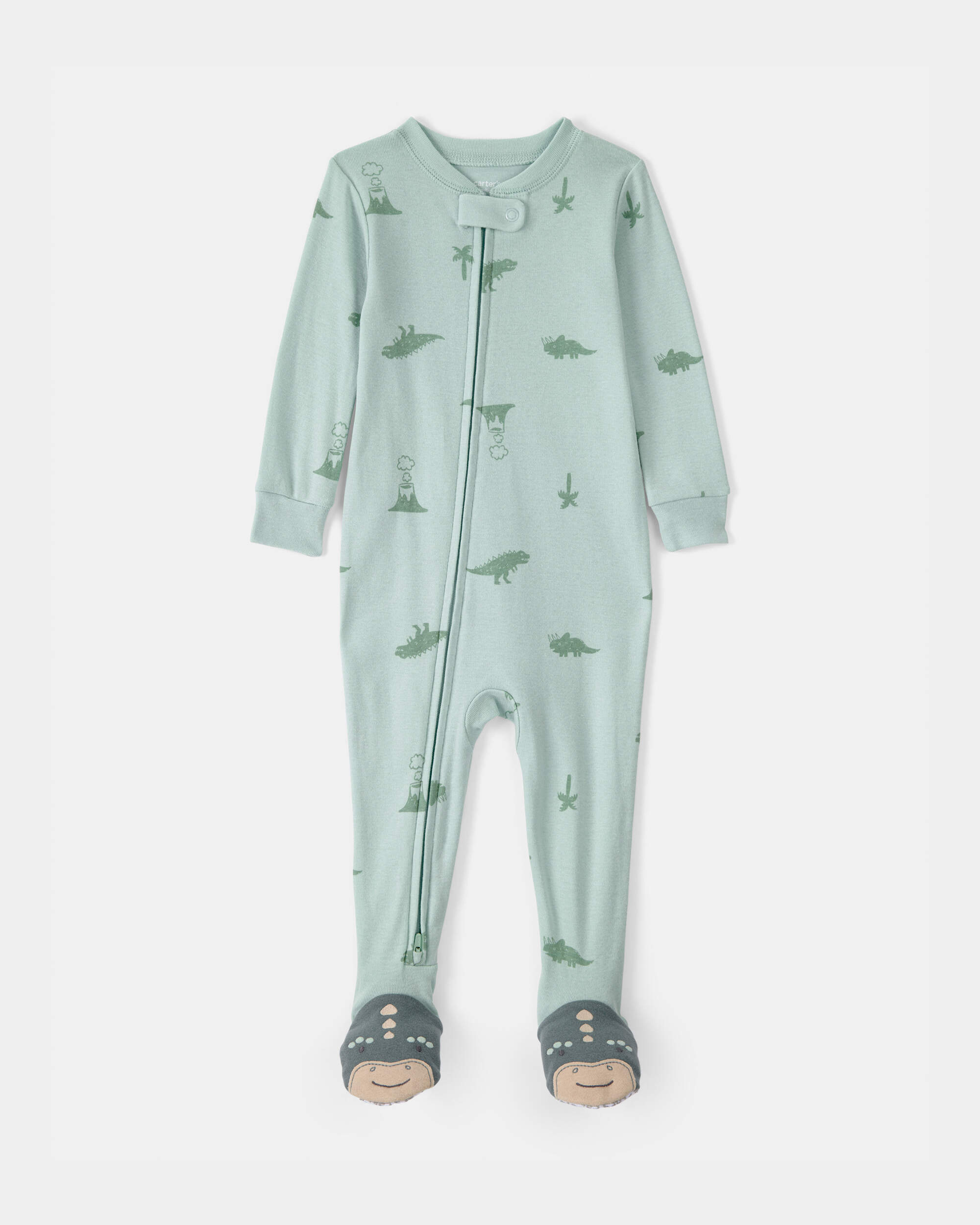 Toddler Dinosaur 100% Cotton Snug Fit 1-Piece Pyjama Set - Green