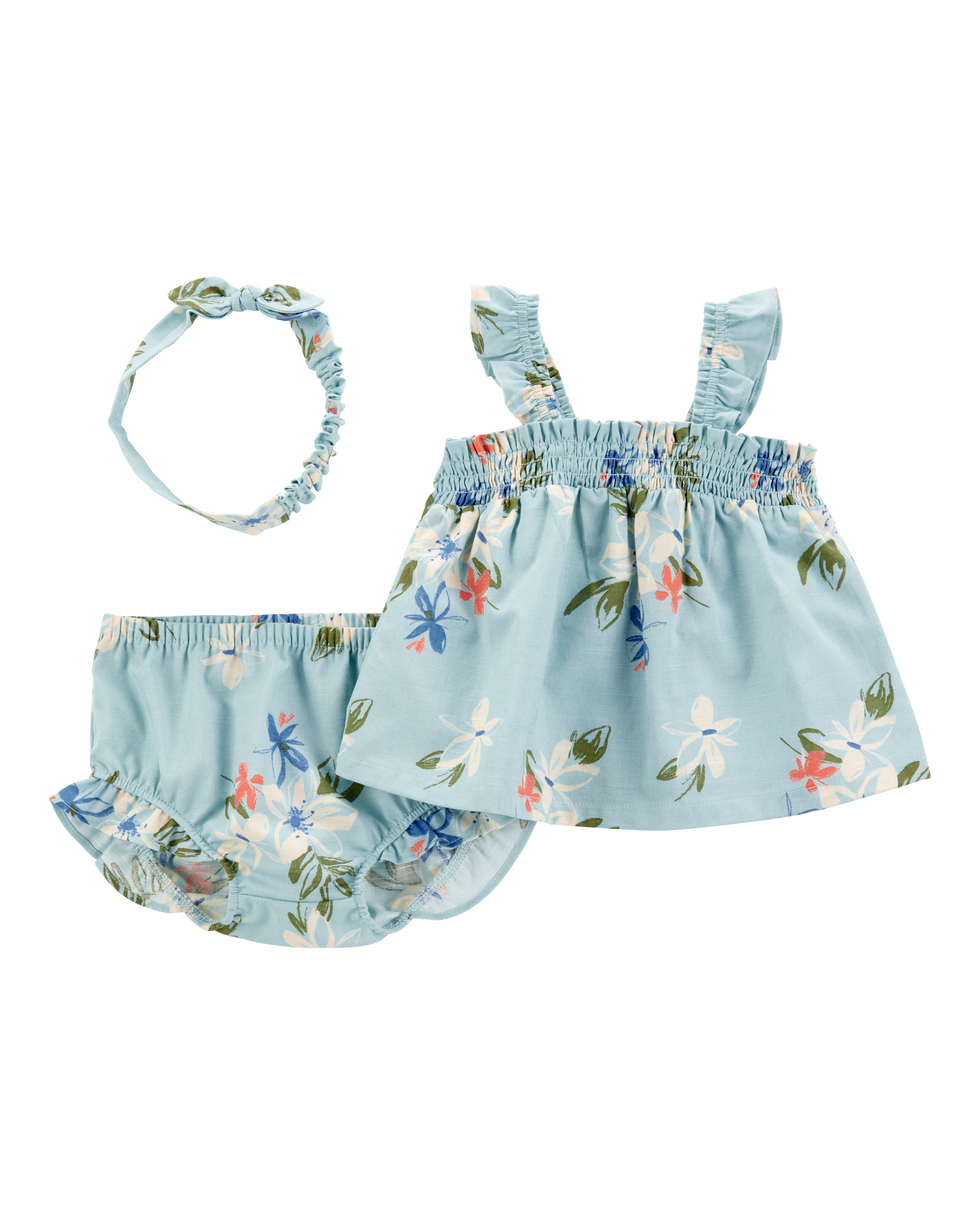 Baby 3-Piece Floral Tank & Short Set
