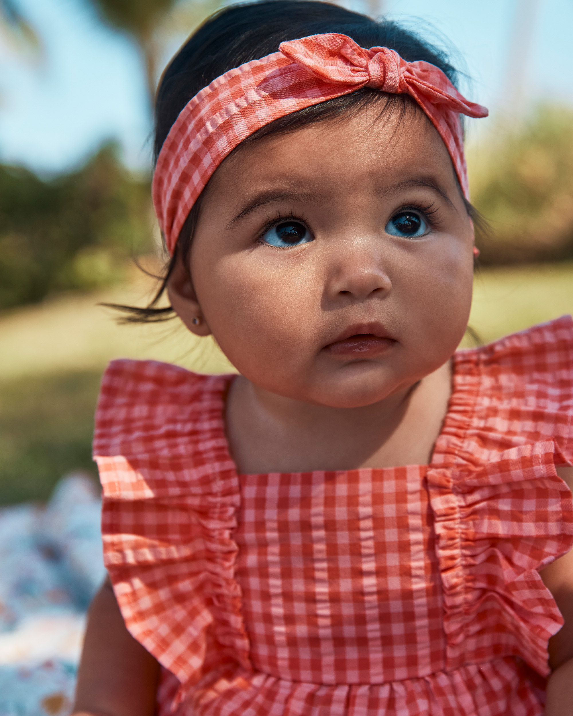 Baby Girl 3-Piece Gingham Top & Short Set - Pink