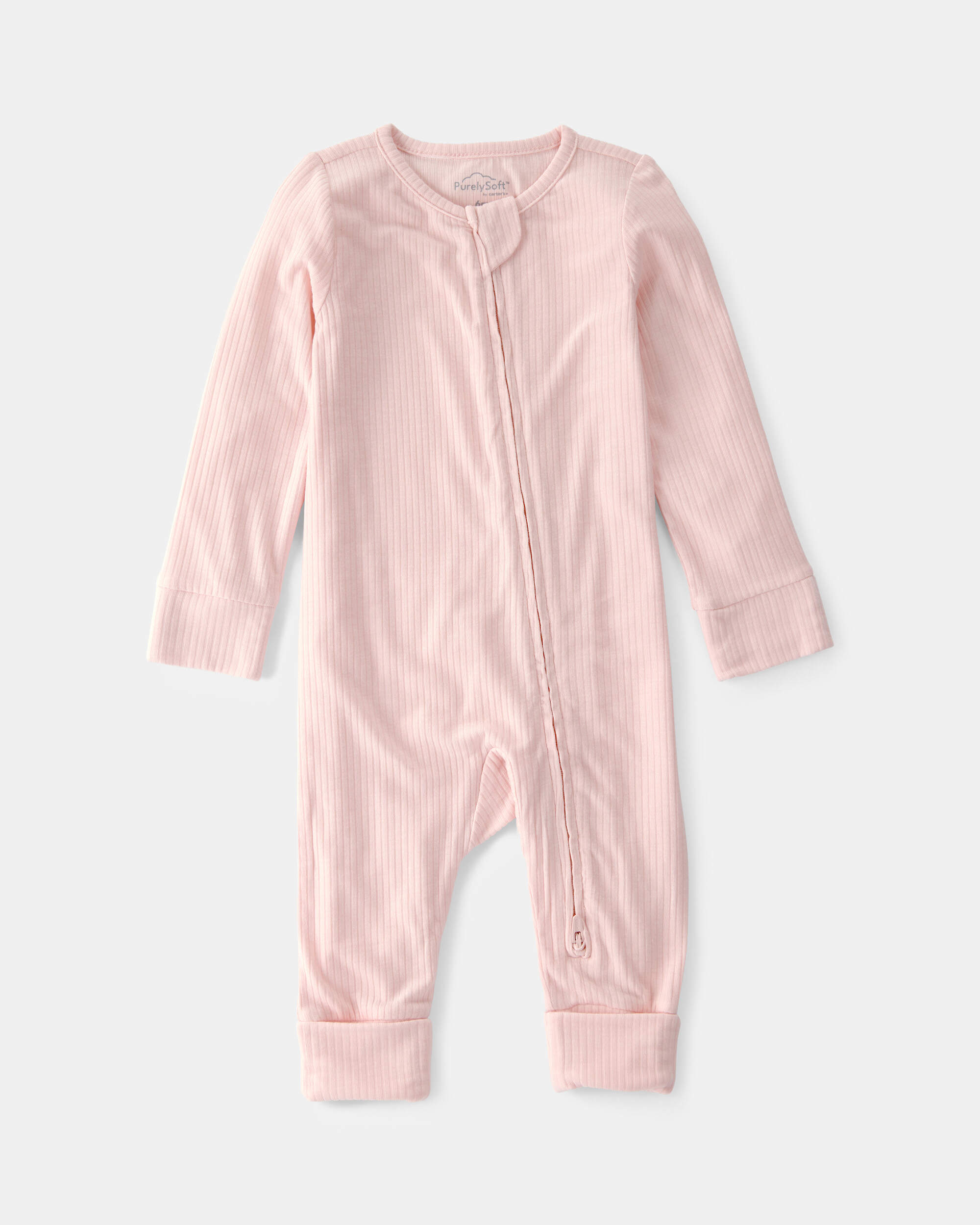 Baby Girl 2-Way Zip PurelySoft Sleeper - Light Pink