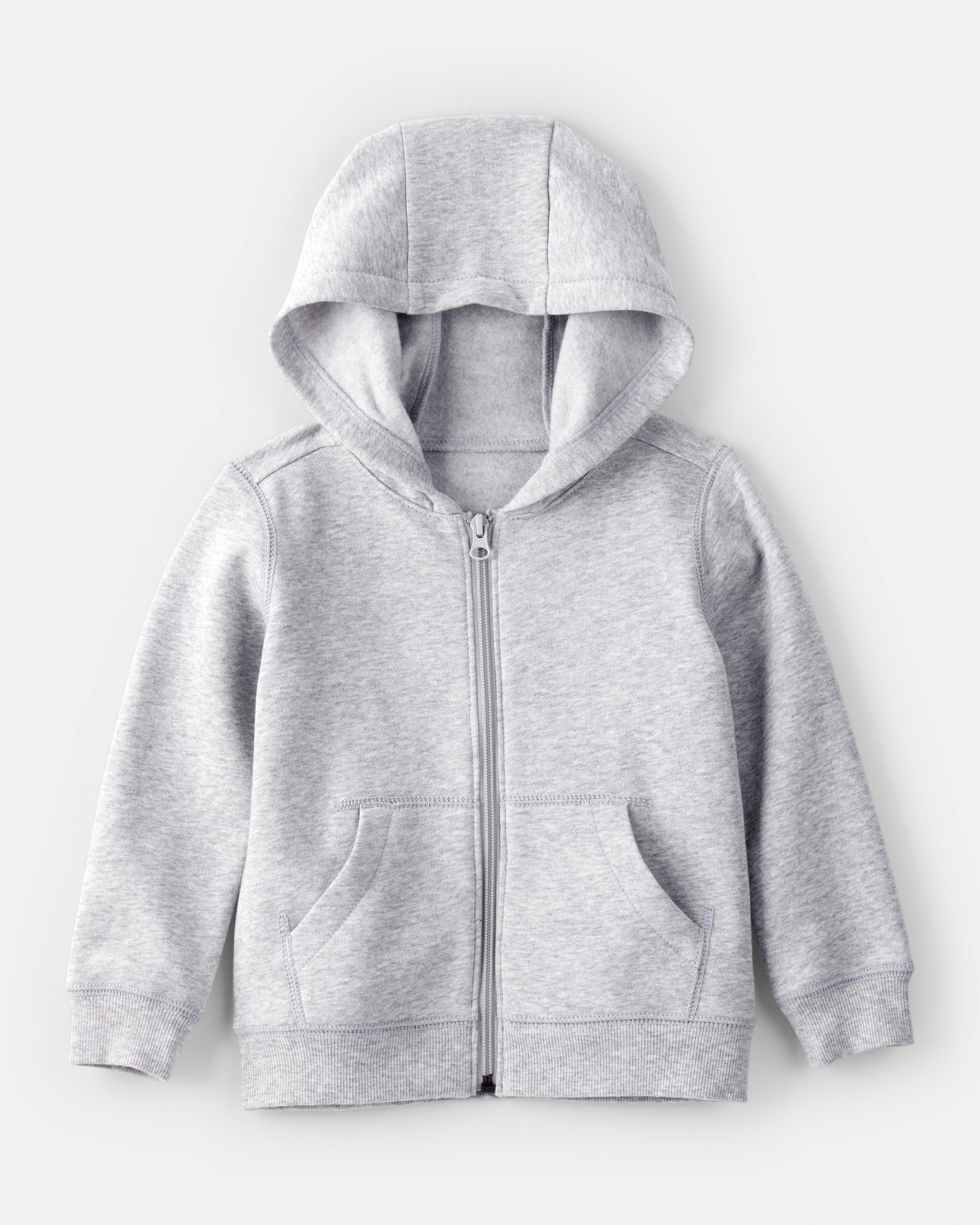 Toddler Boy Solid Fleece Long-Sleeve Zip Hoodie - Grey