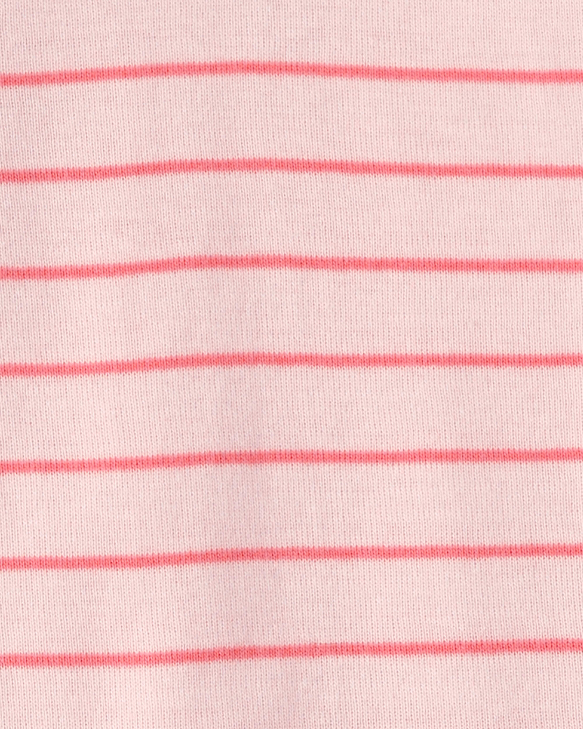 Baby Girl Ladybug Striped 100% Cotton Snug Fit 1-Piece Pyjama - Pink