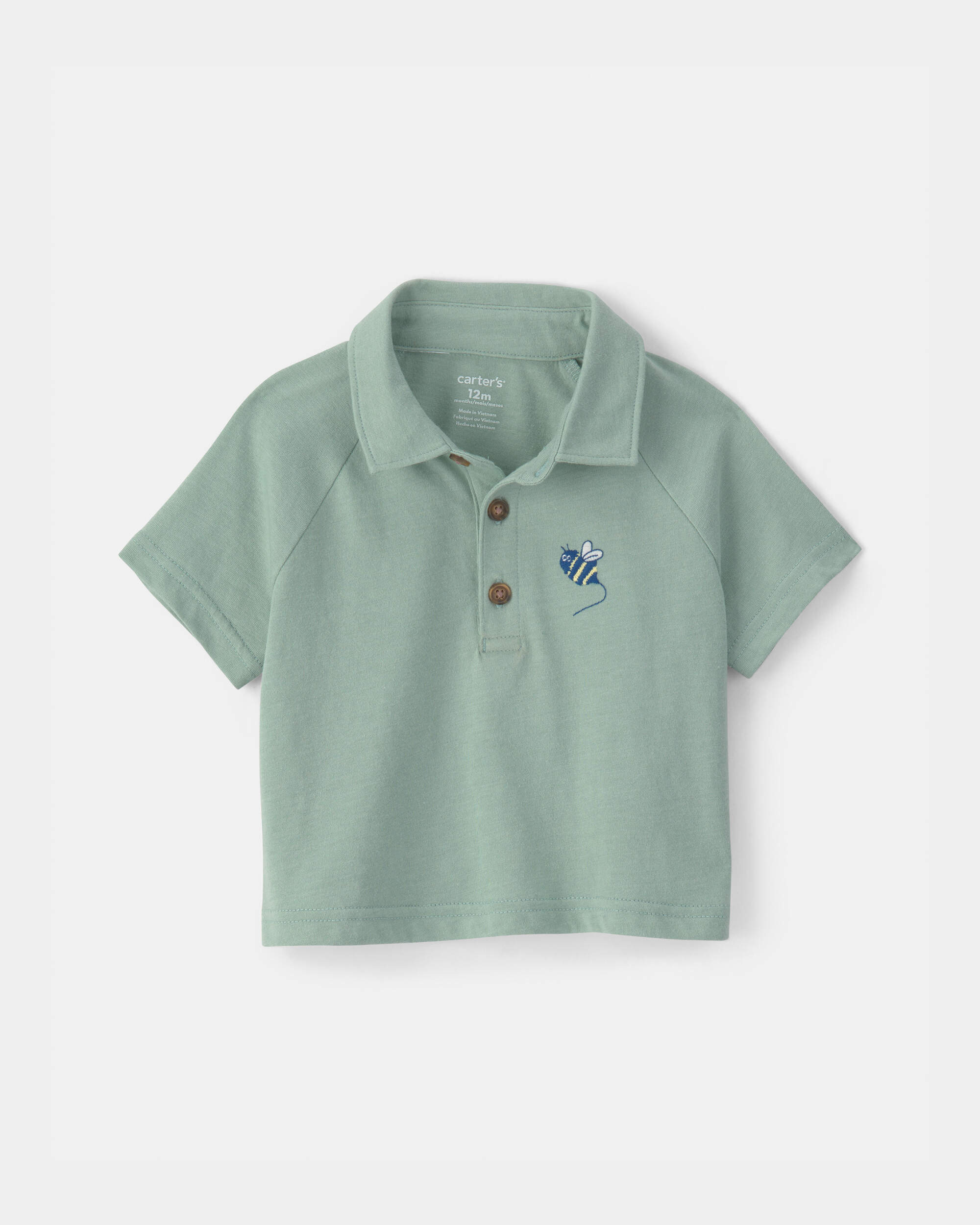 Baby Boy Bumble Bee Short-Sleeve Polo Shirt - Green