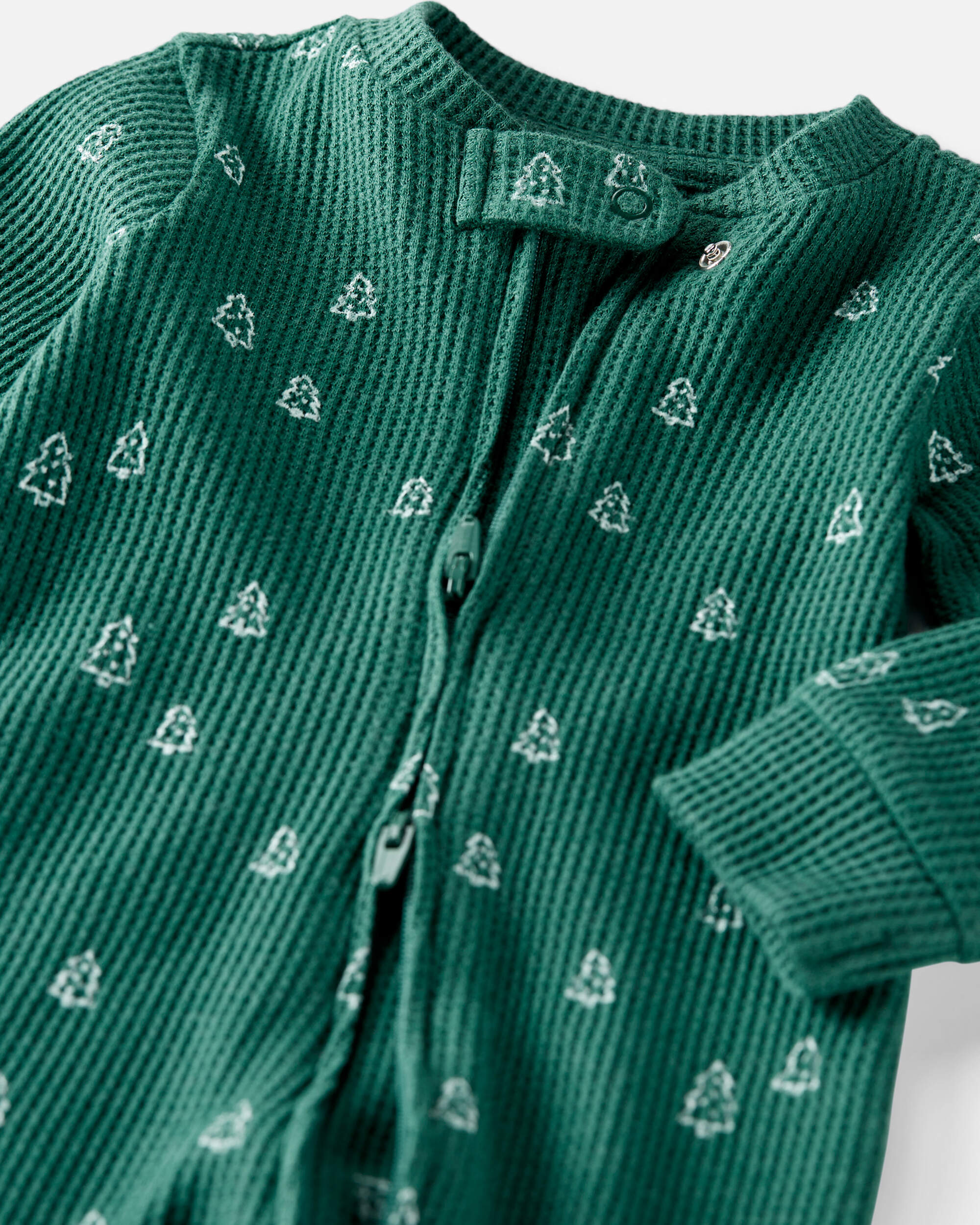 Baby Organic Cotton Waffle Knit Sleep & Play Pyjamas Christmas Tree Print