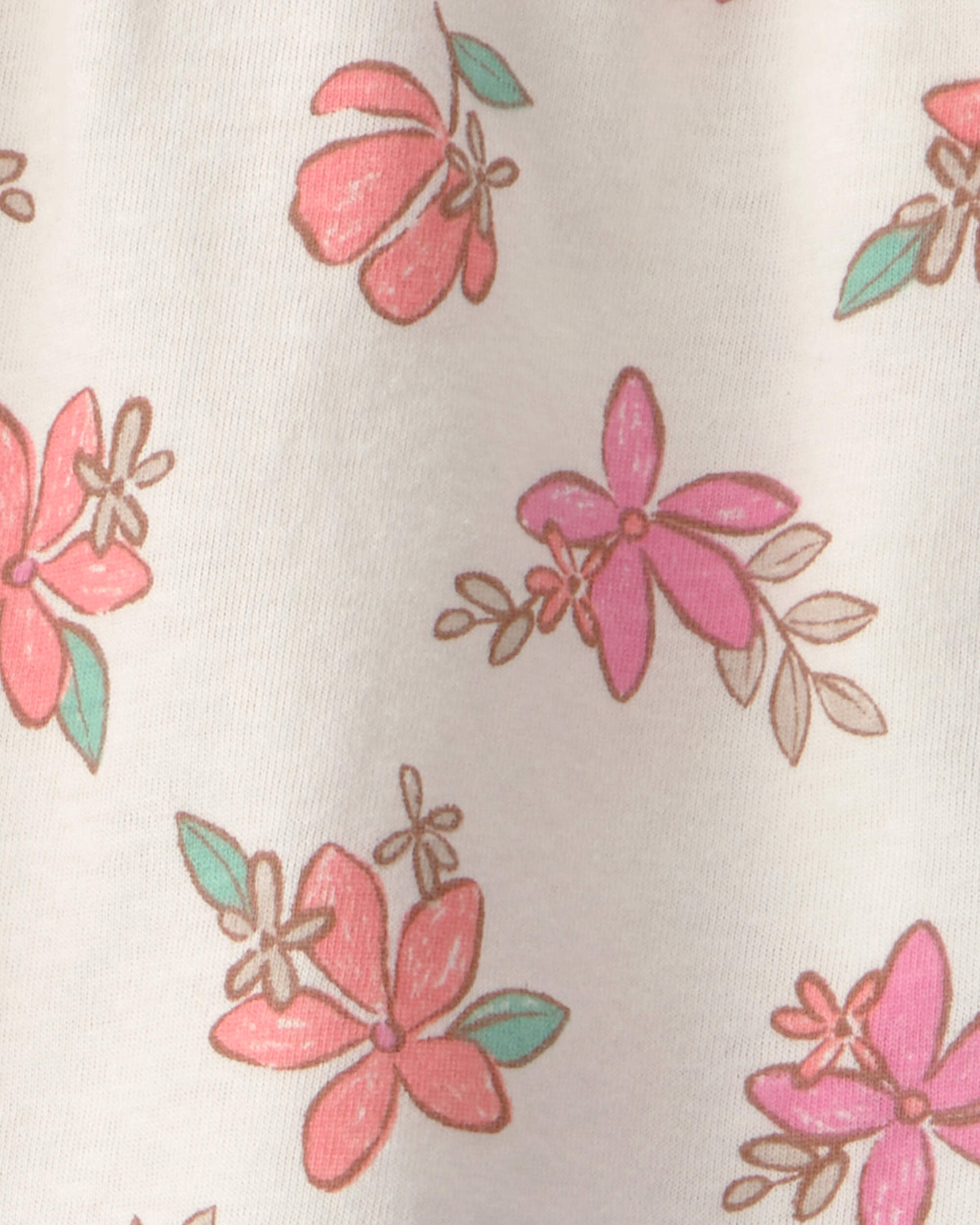 Baby Girl 2-Piece Floral Top & Short Set - Cream/Tan