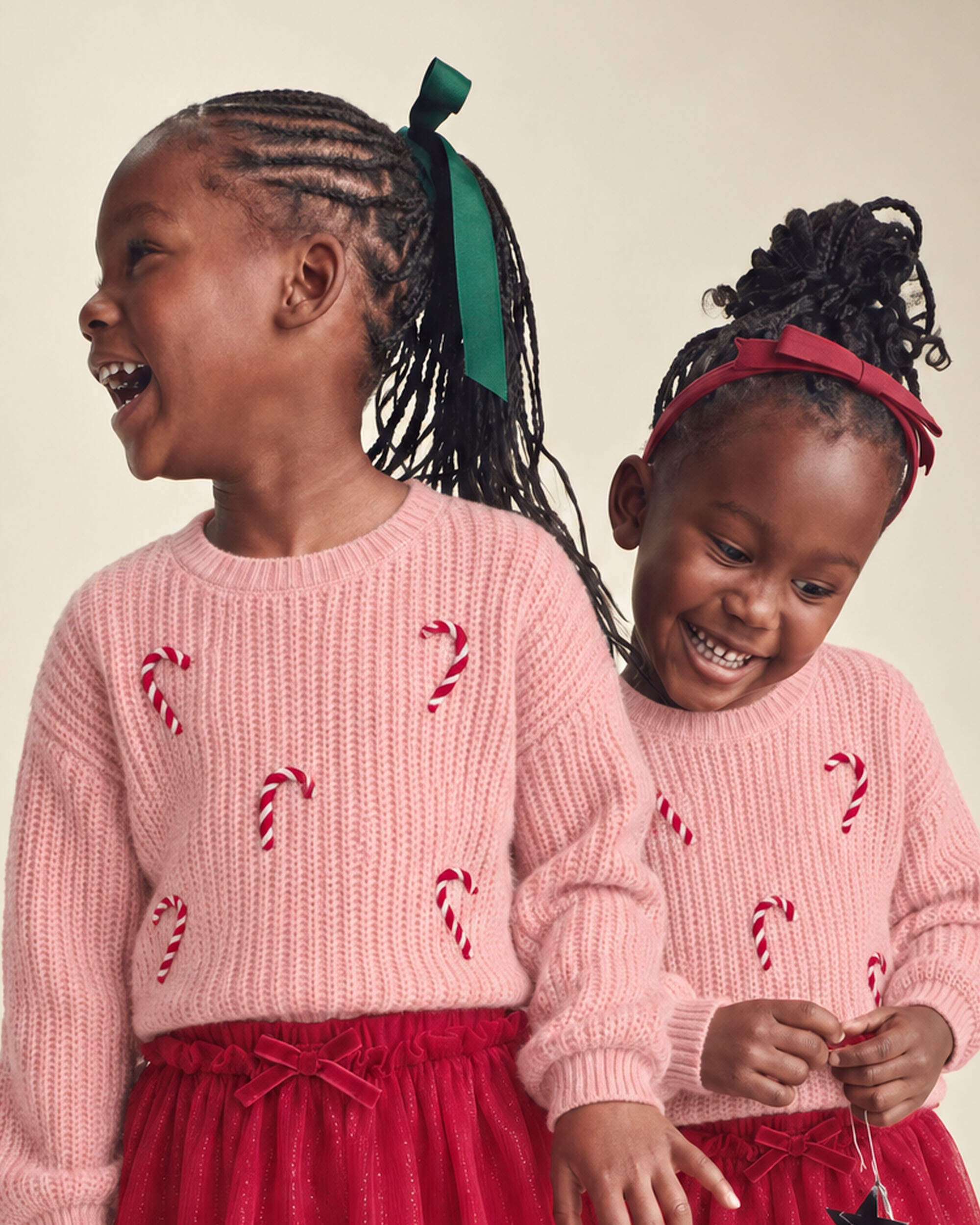 Girls Candy Cane Sweater - Pink