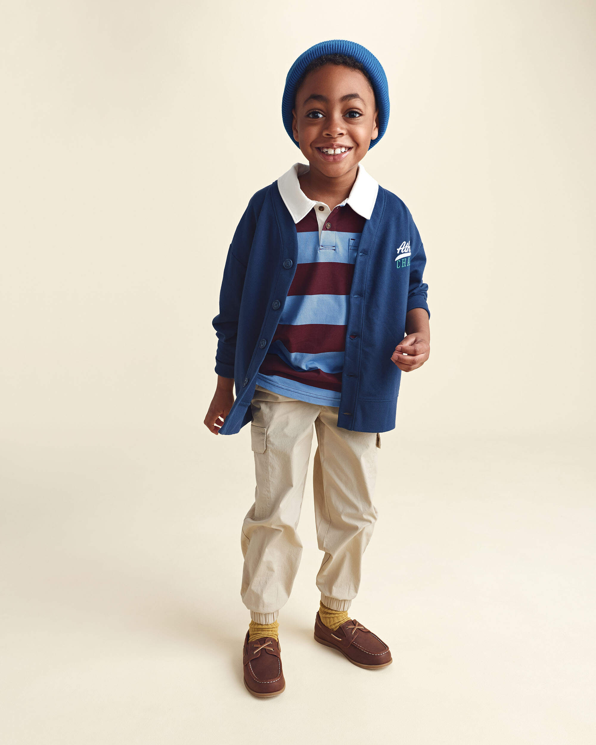 Boys 'Athletic Champs' Game Day French Terry Cardigan - Navy Blue
