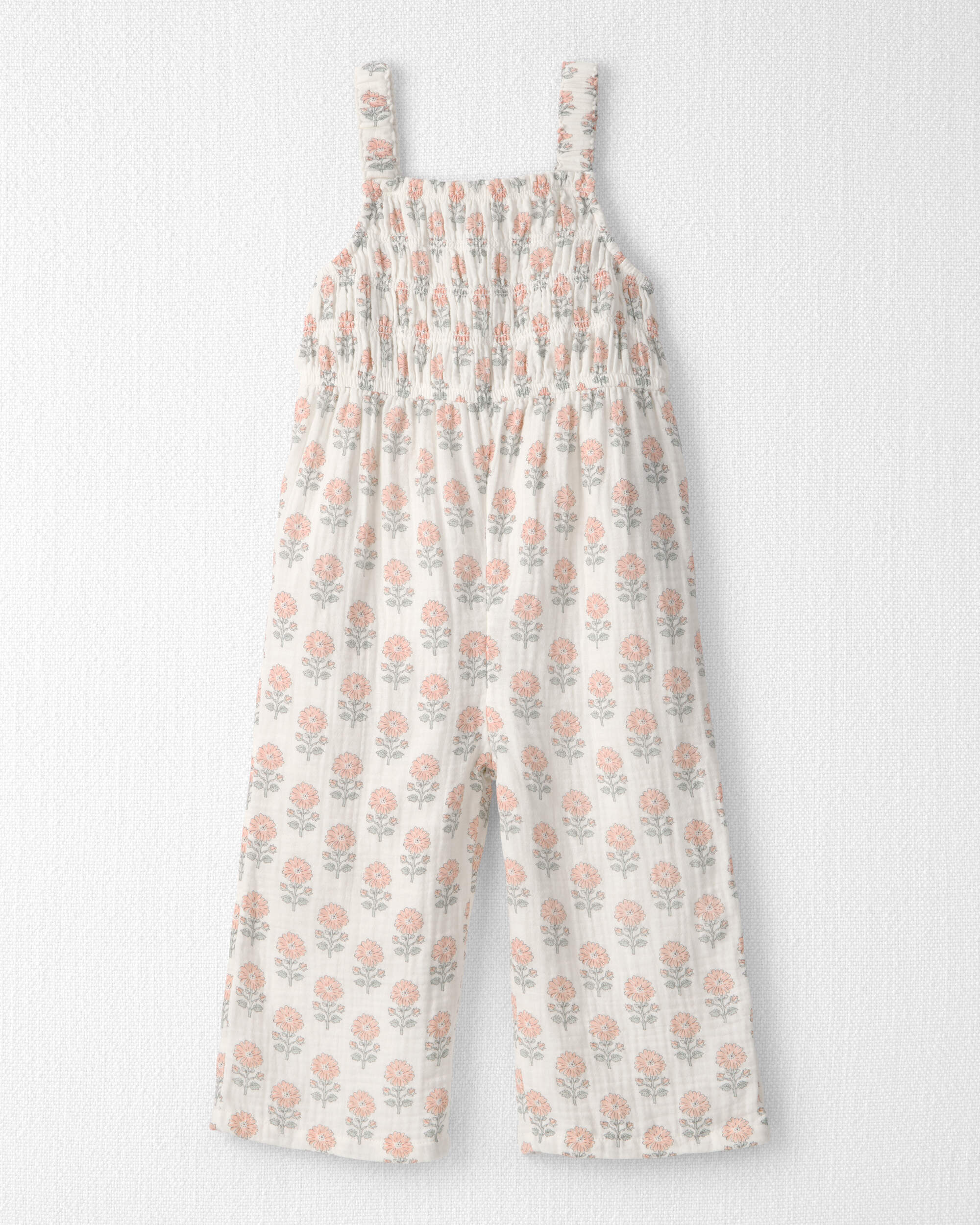 Toddler Girl Organic Cotton Gauze Jumpsuit Rosebud Petal Print
