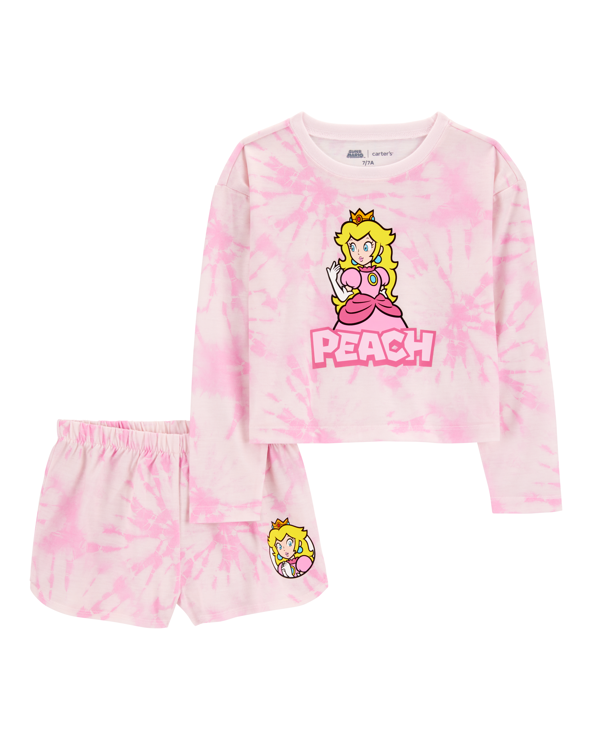 Kid Super Mario Bros™ Princess Peach Print Loose Fit 2-Piece Pyjamas - Pink