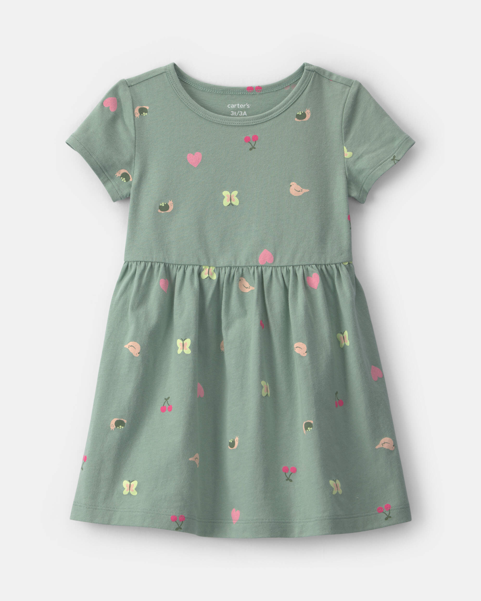 Toddler Girl Butterfly Short-Sleeve Dress - Green