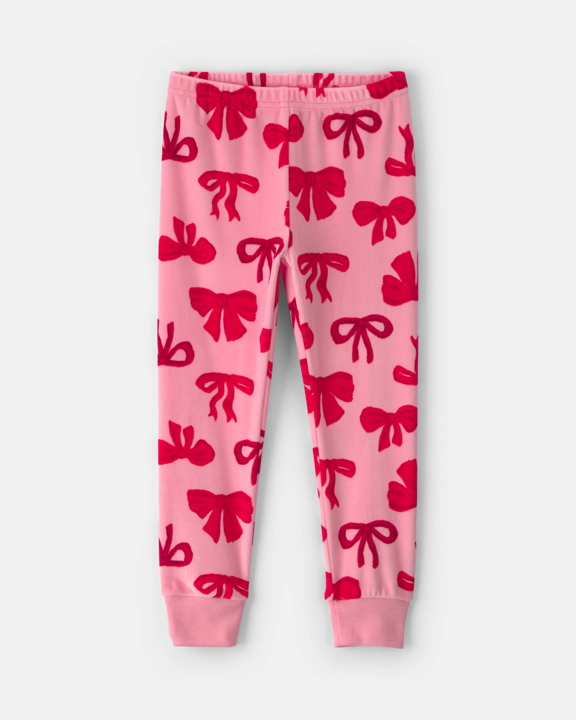 Toddler Girl 2-Piece Bows DreamPlush Snug Fit Pyjama Set - Pink
