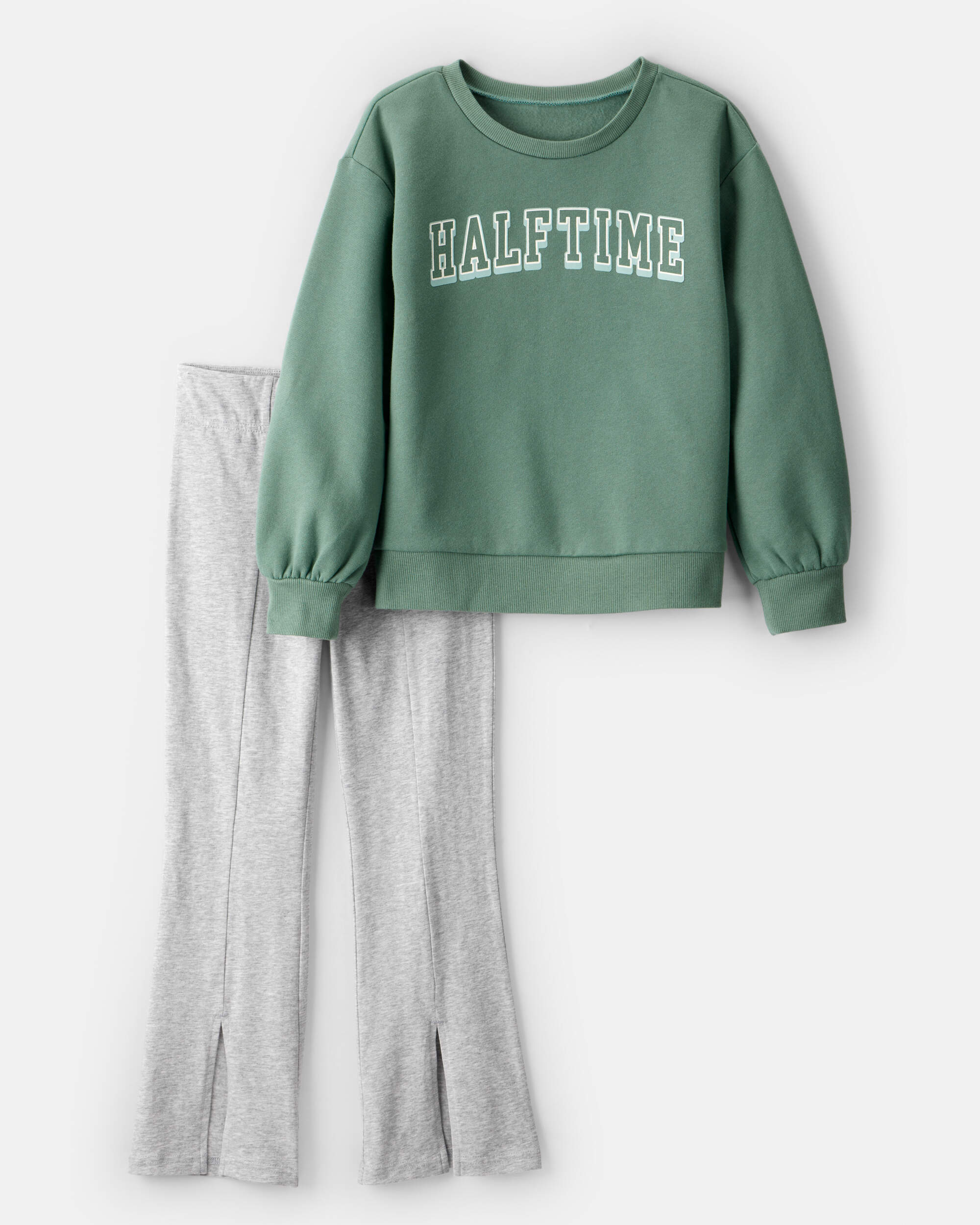 Girls 2-Piece Halftime Long-Sleeve Tee & Pant Set - Green