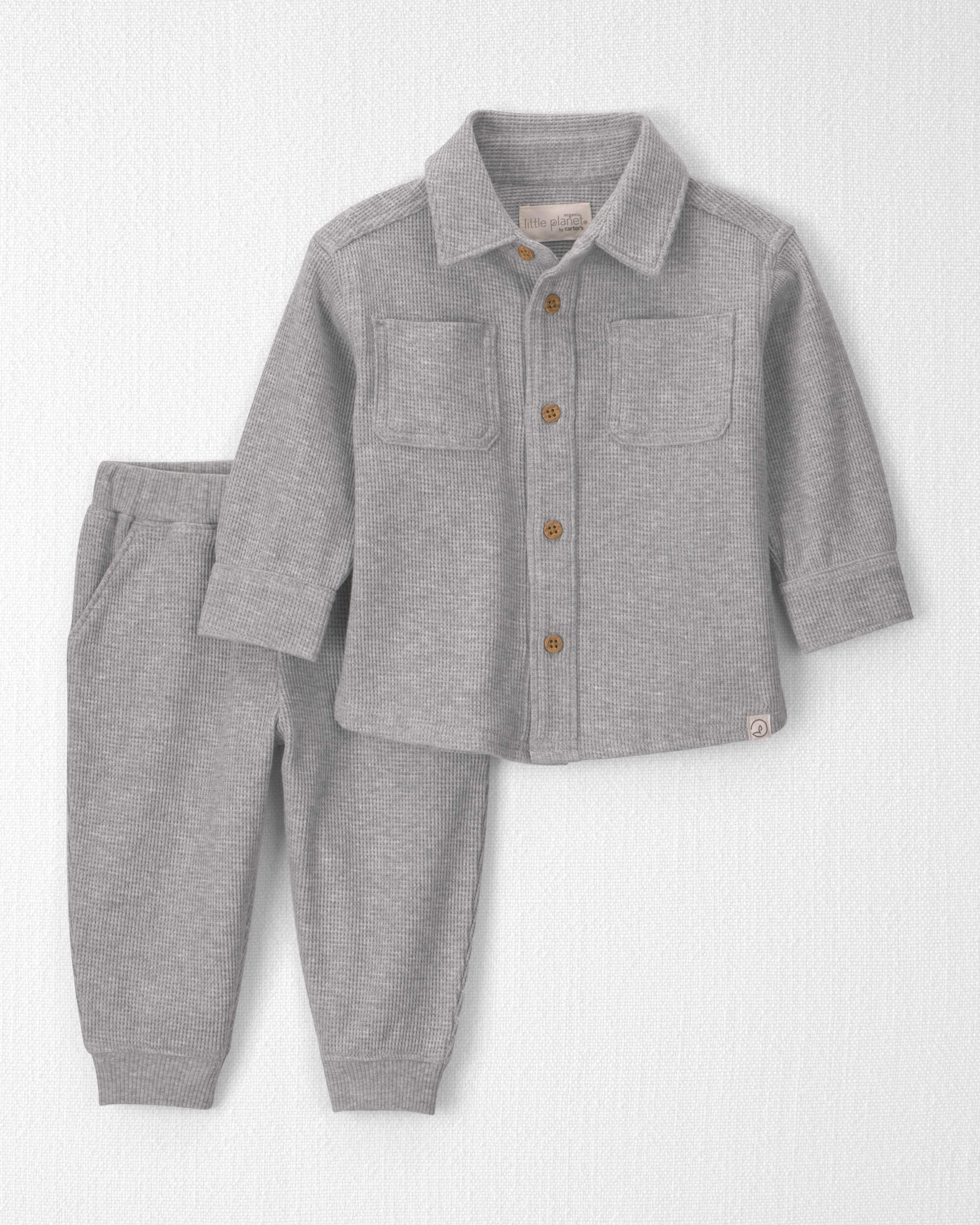 Baby Boy 2-Piece Organic Cotton Waffle Knit Top & Pant Set
