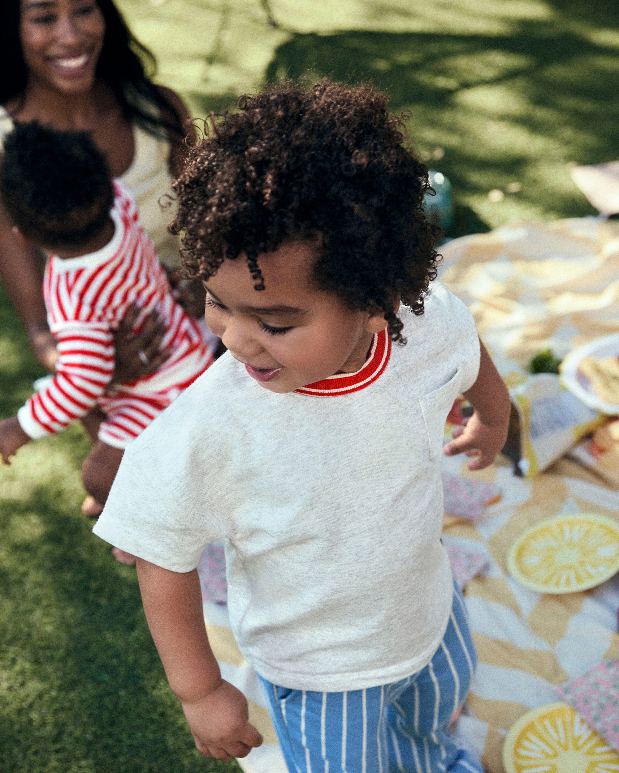 Toddler Striped French Terry Pants - Blue/White