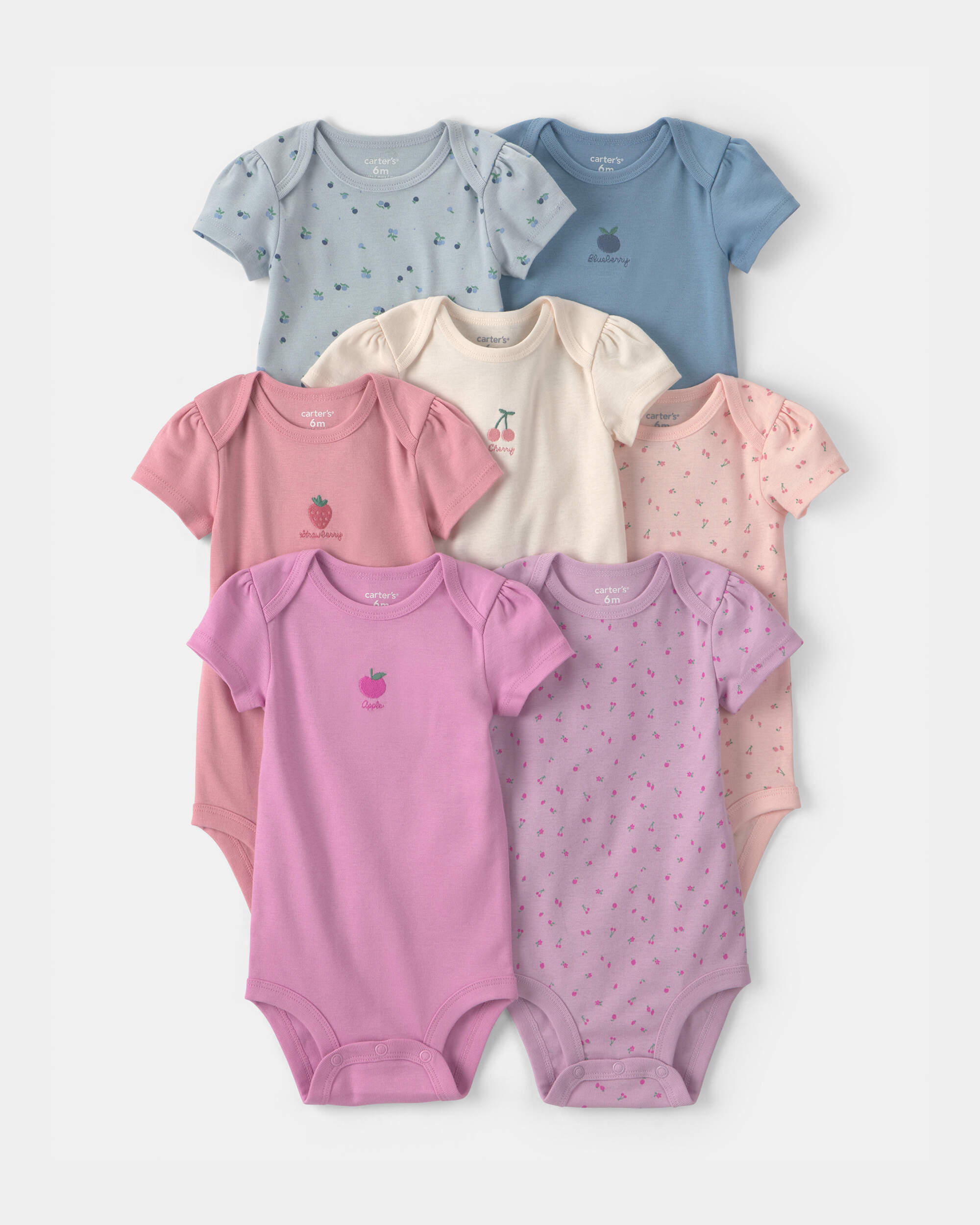 Baby Girl 7-Pack Fruit Short-Sleeve Bodysuits