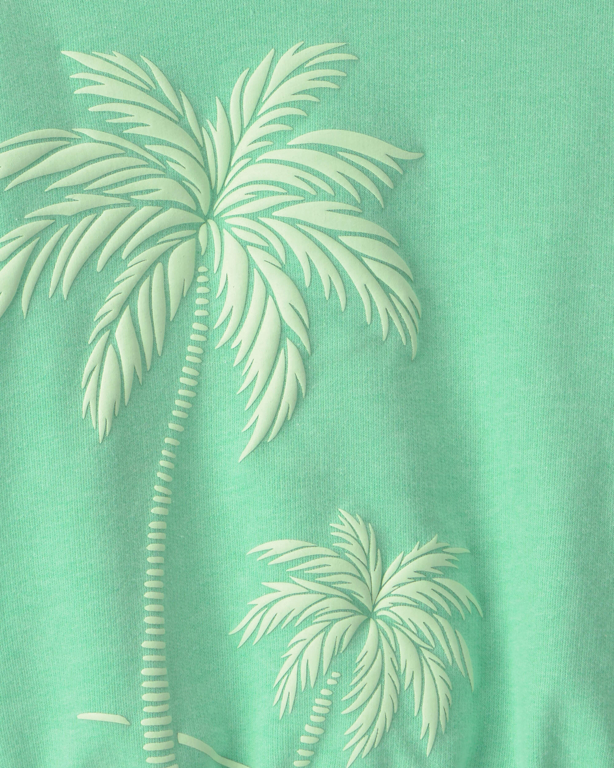 Girls Palm Tree French Terry Top - Green