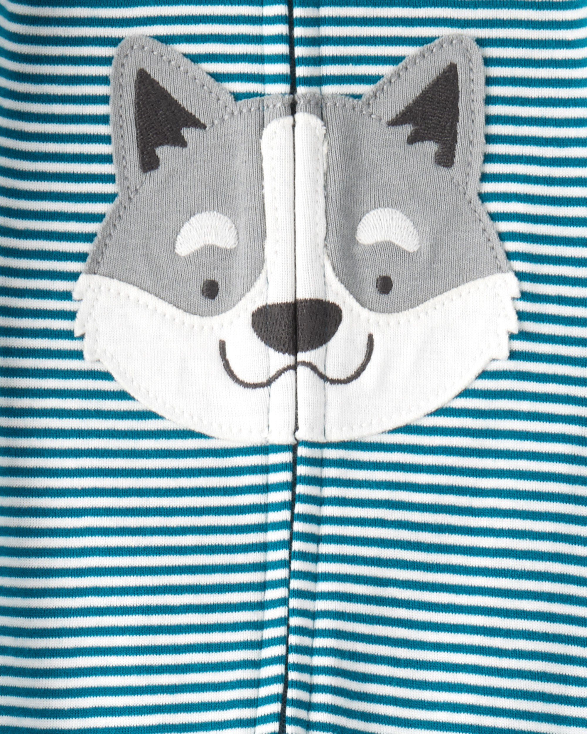 Baby Boy Dog Striped 100% Cotton Snug Fit 2-Way Zip 1-Piece Pyjamas - Blue