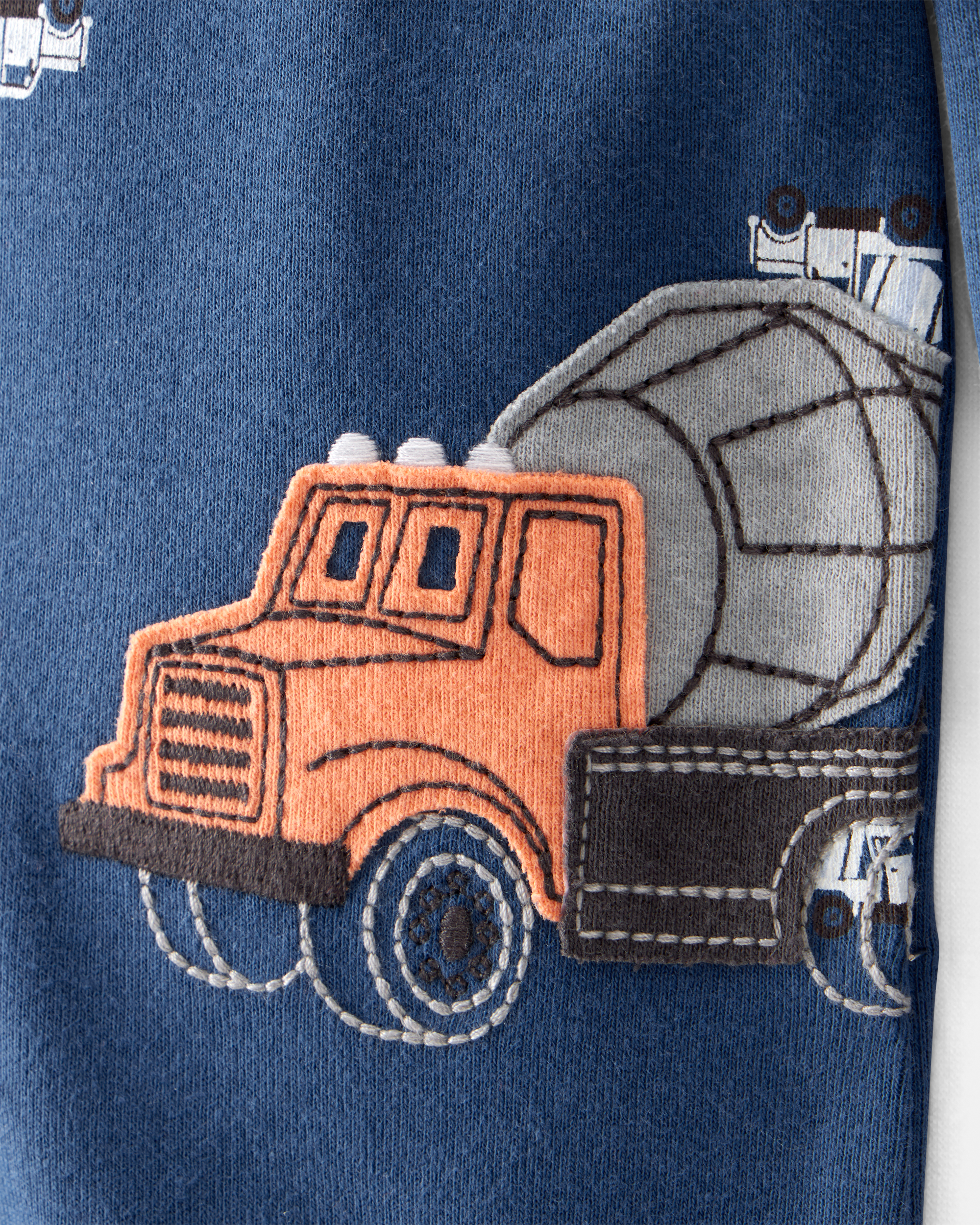 Baby Boy Construction Print 100% Cotton Long-Sleeve 2-Way Zip 1-Piece Pyjamas - Blue