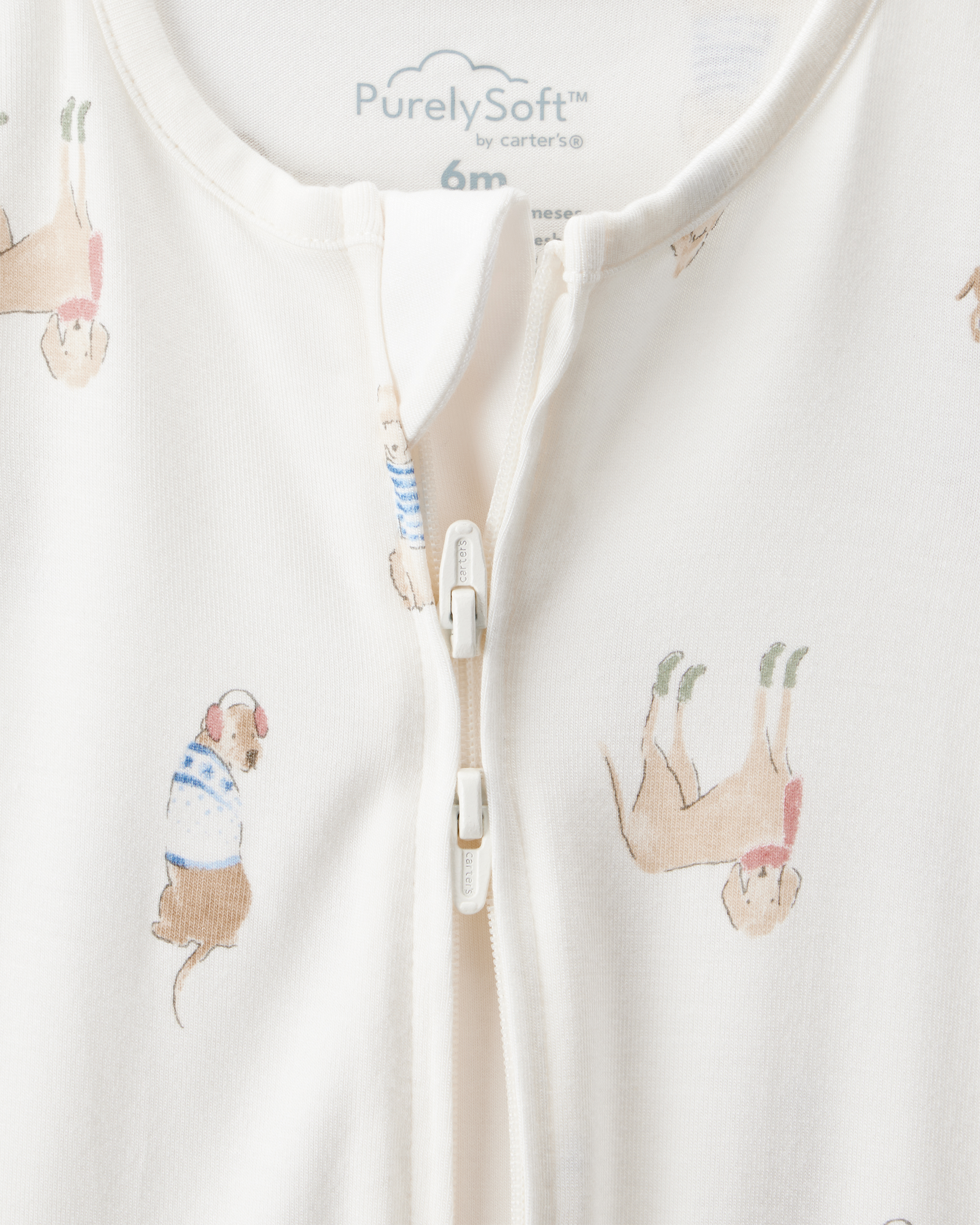 Baby Dog Print PurelySoft Snug Fit Sleeper - Cream