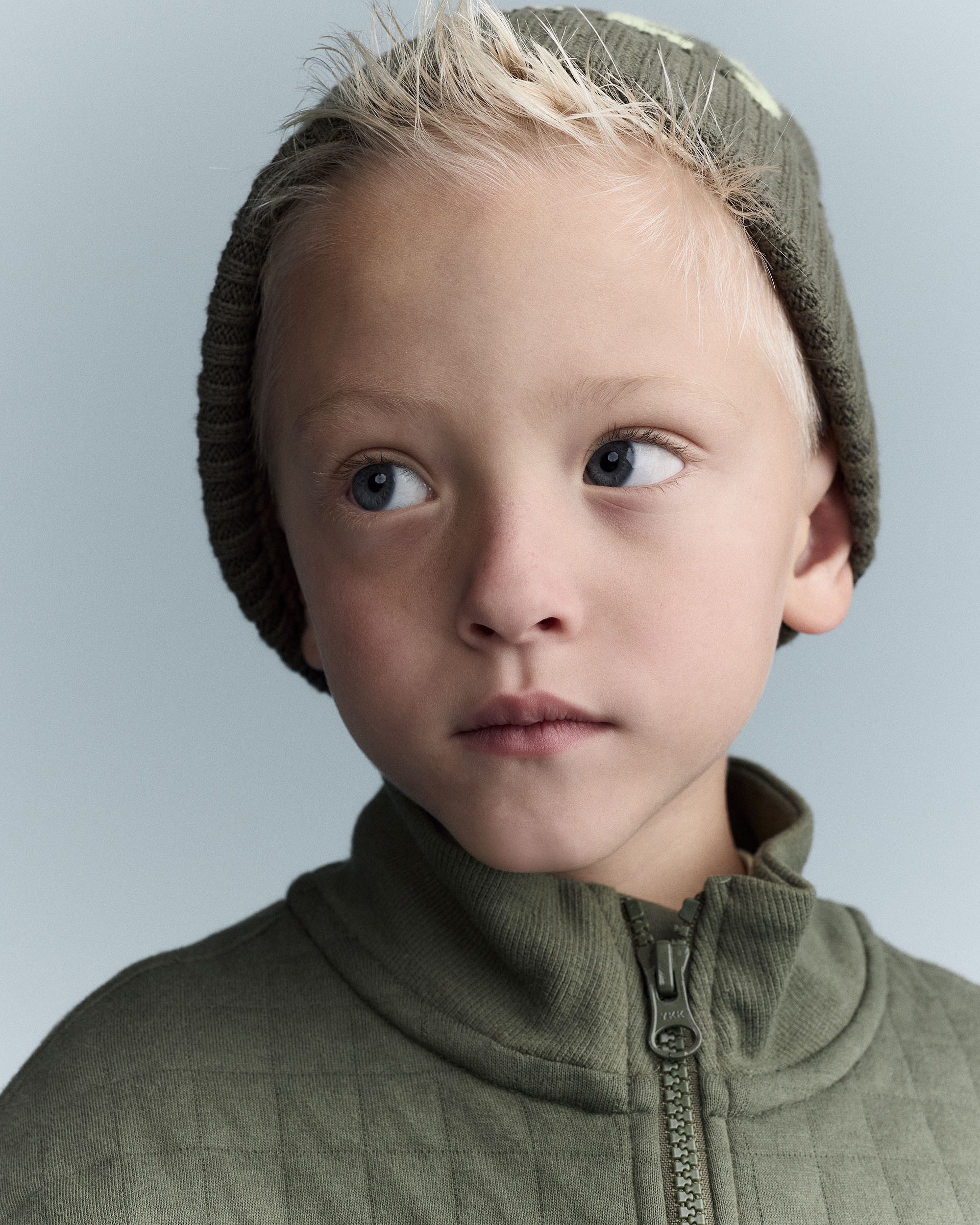 Toddler Boy Quarter-Zip Sweatshirt with Pockets - Olive