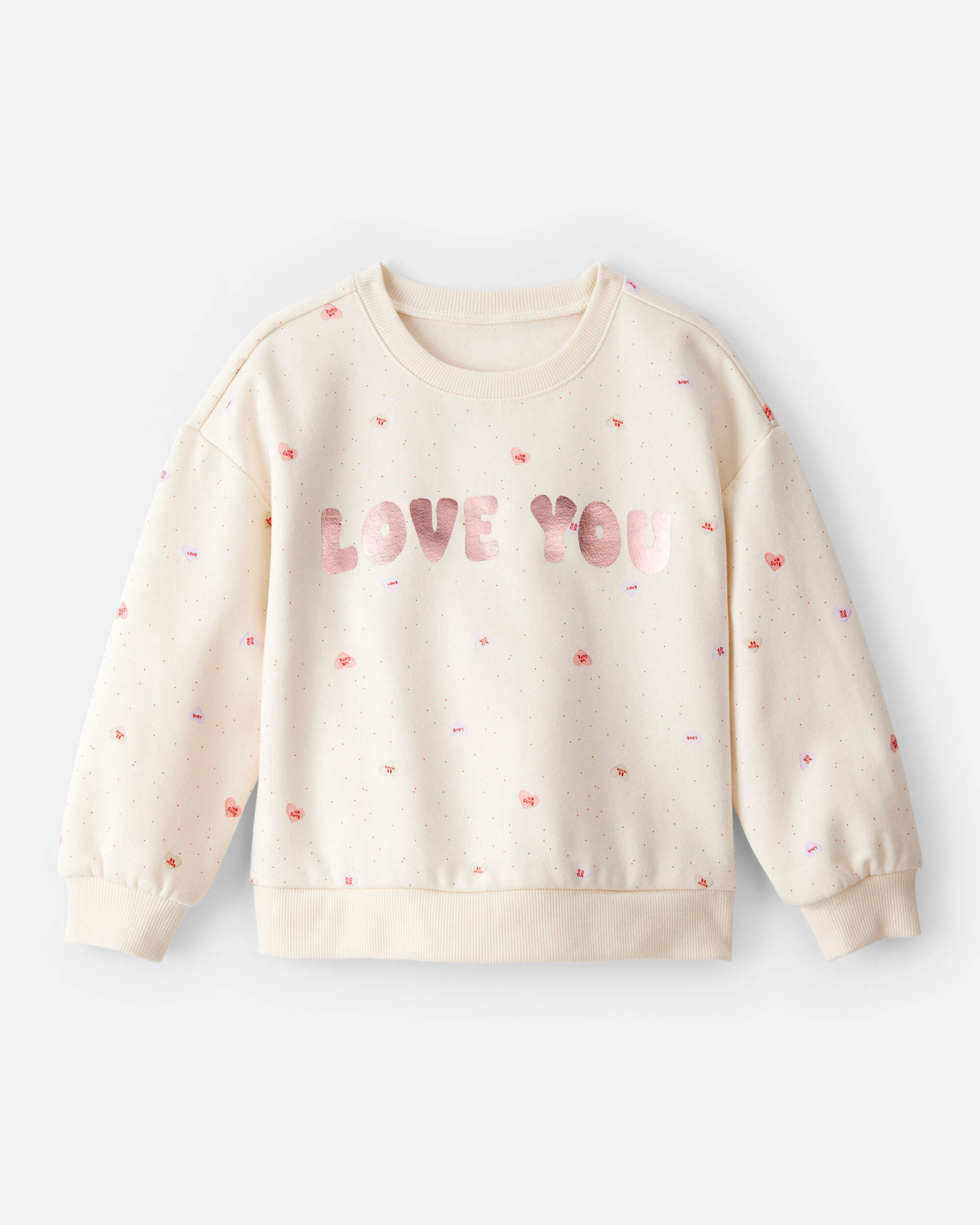 Toddler Girl DayDream Fleece Heart Long-Sleeve Pullover Sweatshirt - Ivory