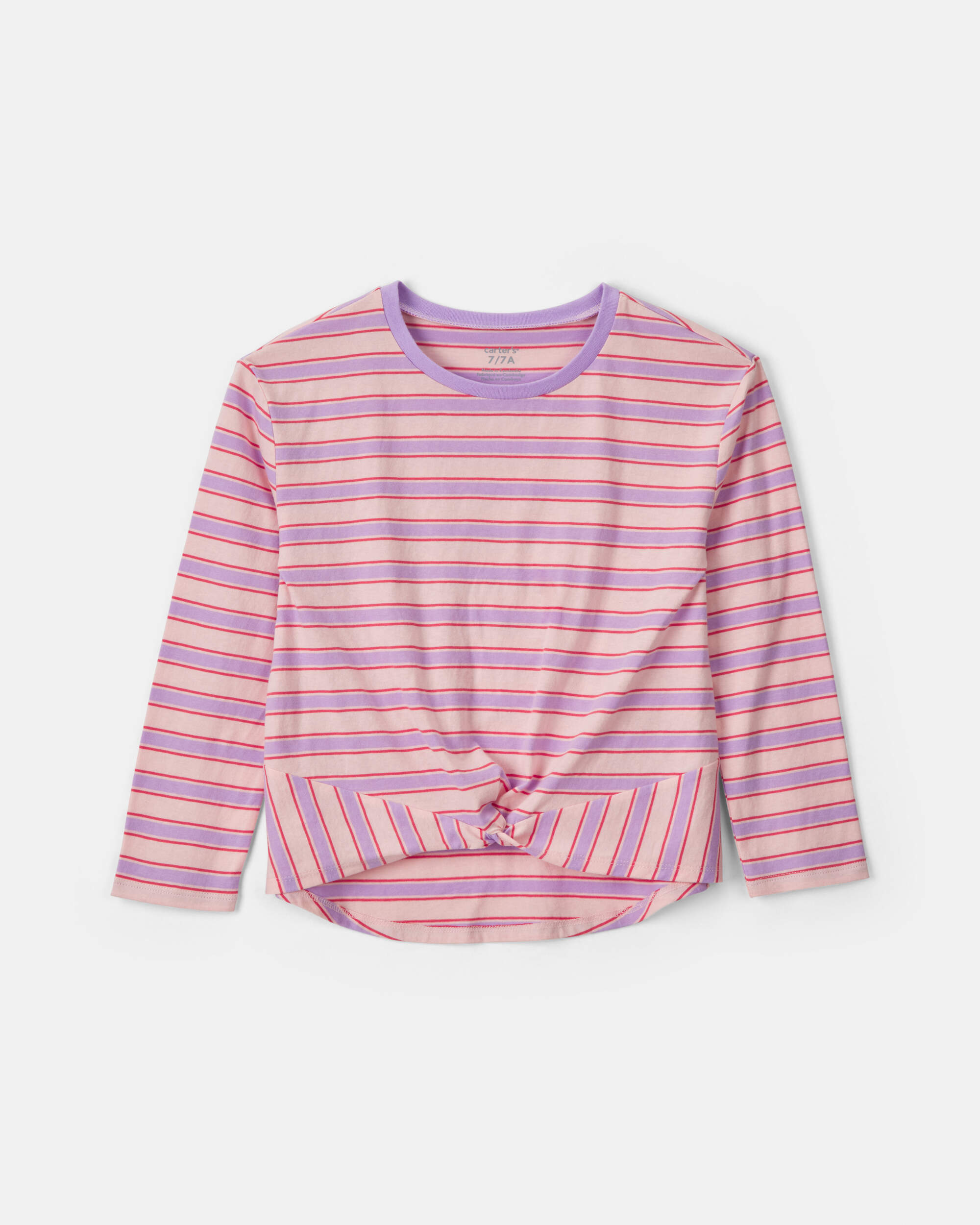 Girls Striped Long-Sleeve Top - Pink/Purple