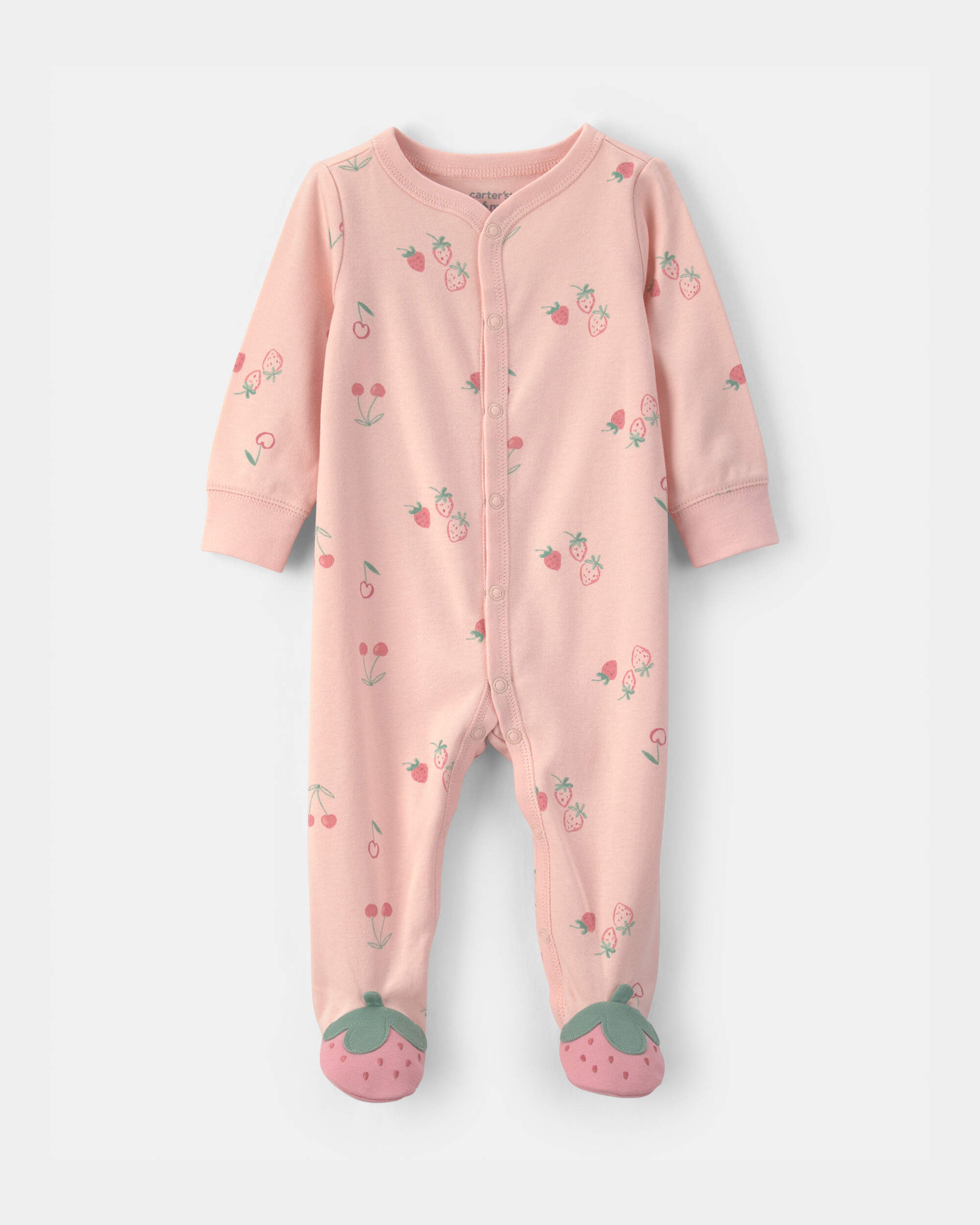 Baby Girl Strawberry 100% Cotton Sleeper - Pink