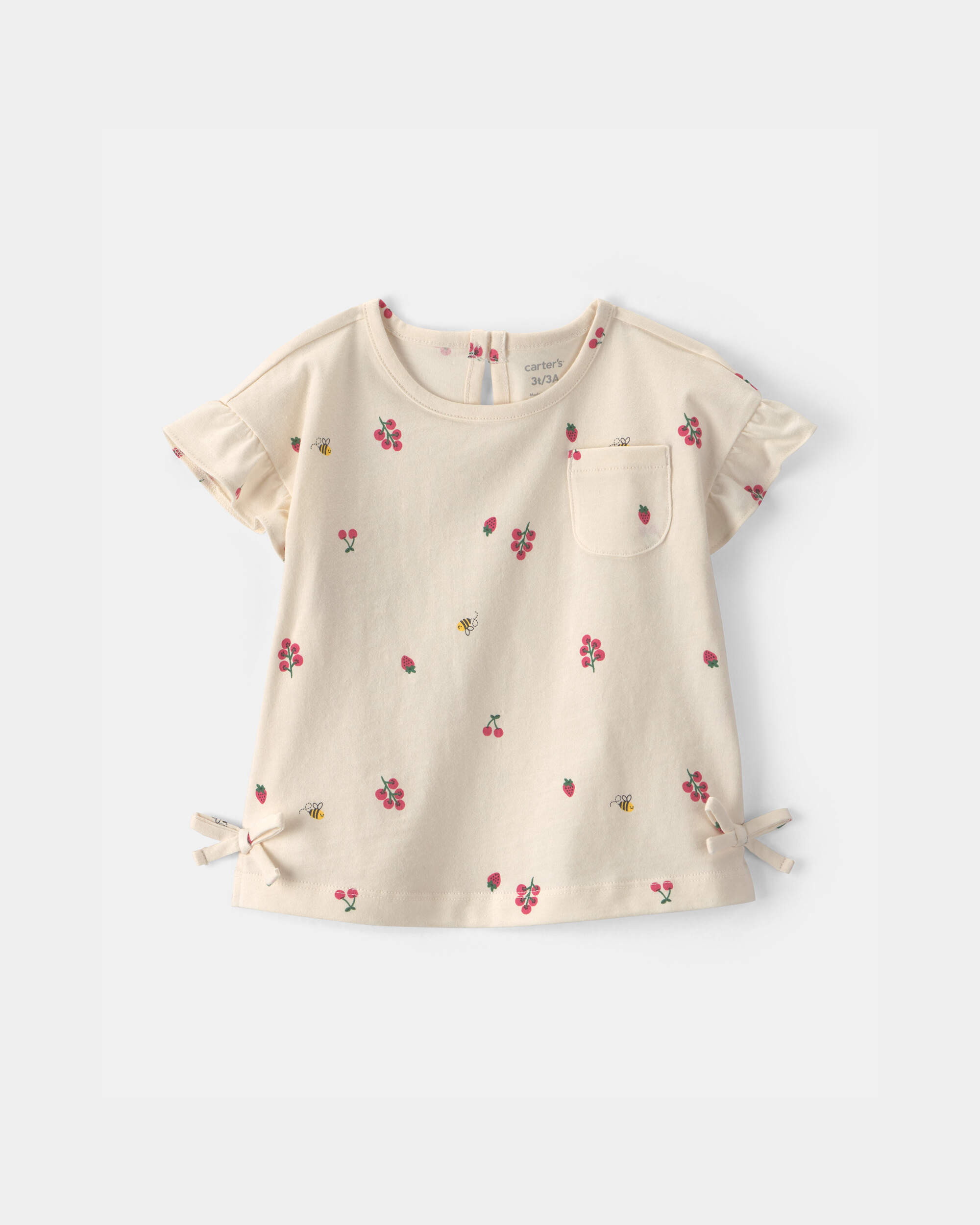 Toddler Girl Floral Short-Sleeve Top – Cream
